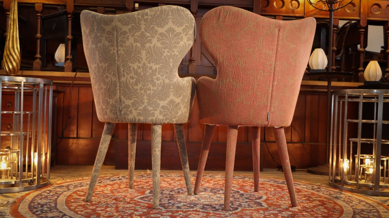 photo vinterior Superb Pair La Fibule Paris Kay Armchairs In Gorgeous Baroque Patterend Fabric🚚
