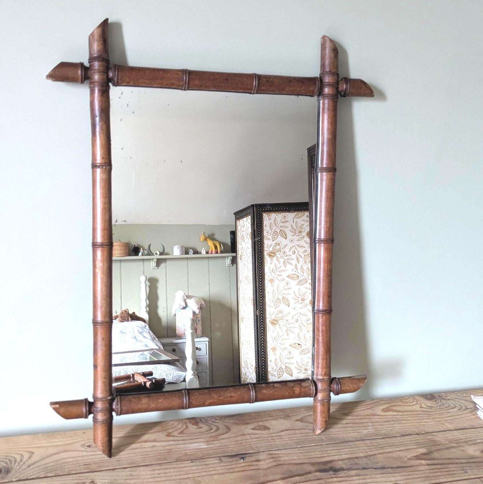 Antique French Faux Bamboo Mirror C1900. photo furniture