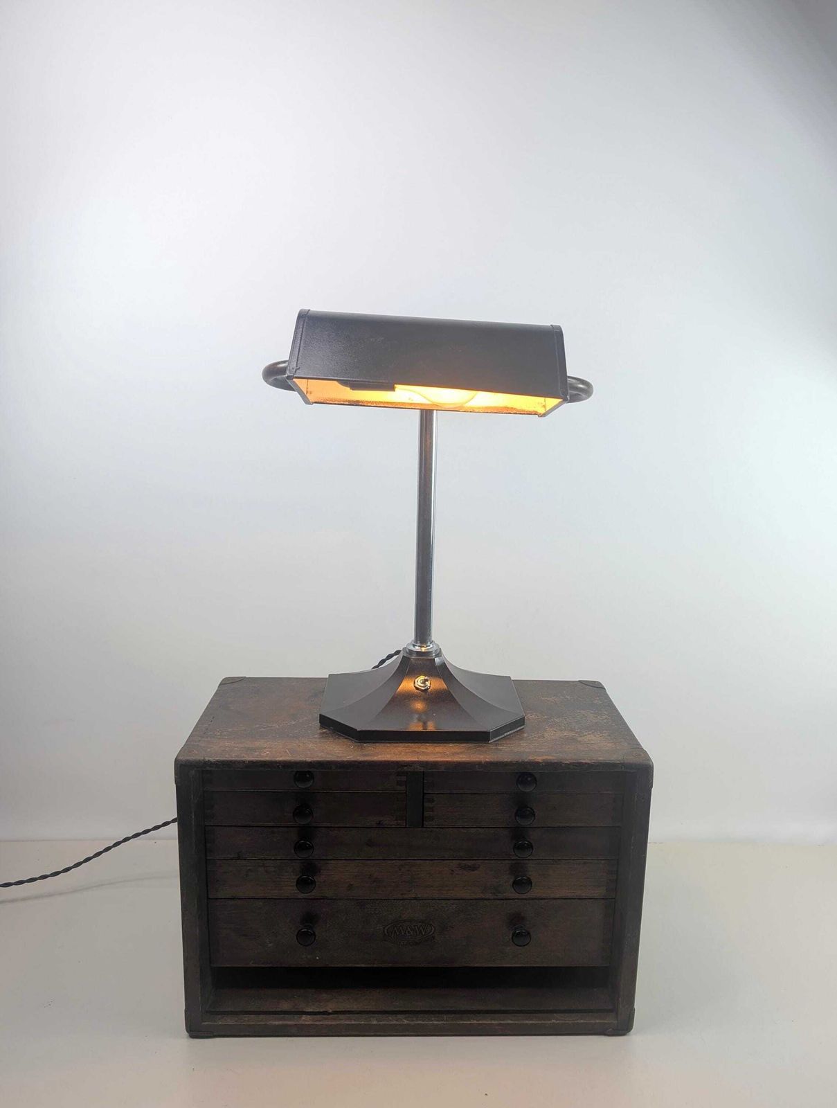 Vintage Banker's Desk Lamp With Bakelite Base, 1930s. photo Lighting