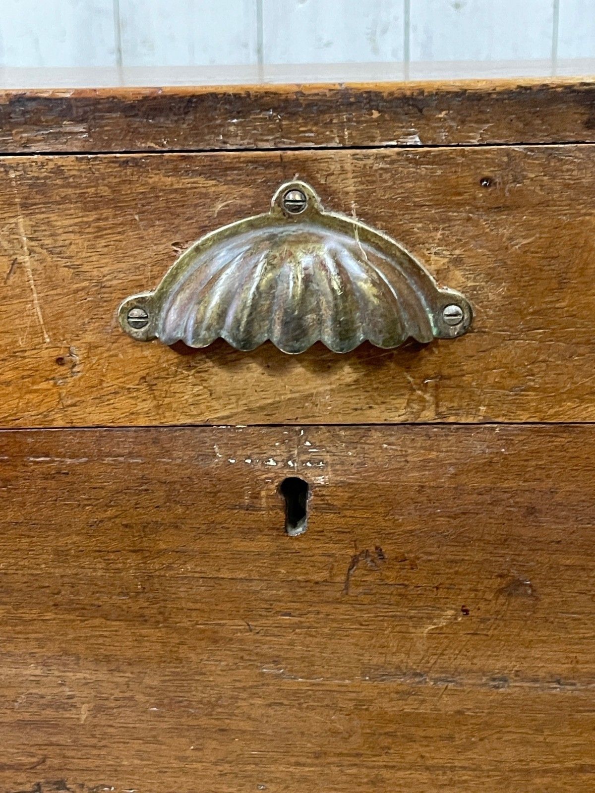 Antique Large Campaign Trunk Chest Blanket Box Storage Camphor Ottoman Linen photo for sale