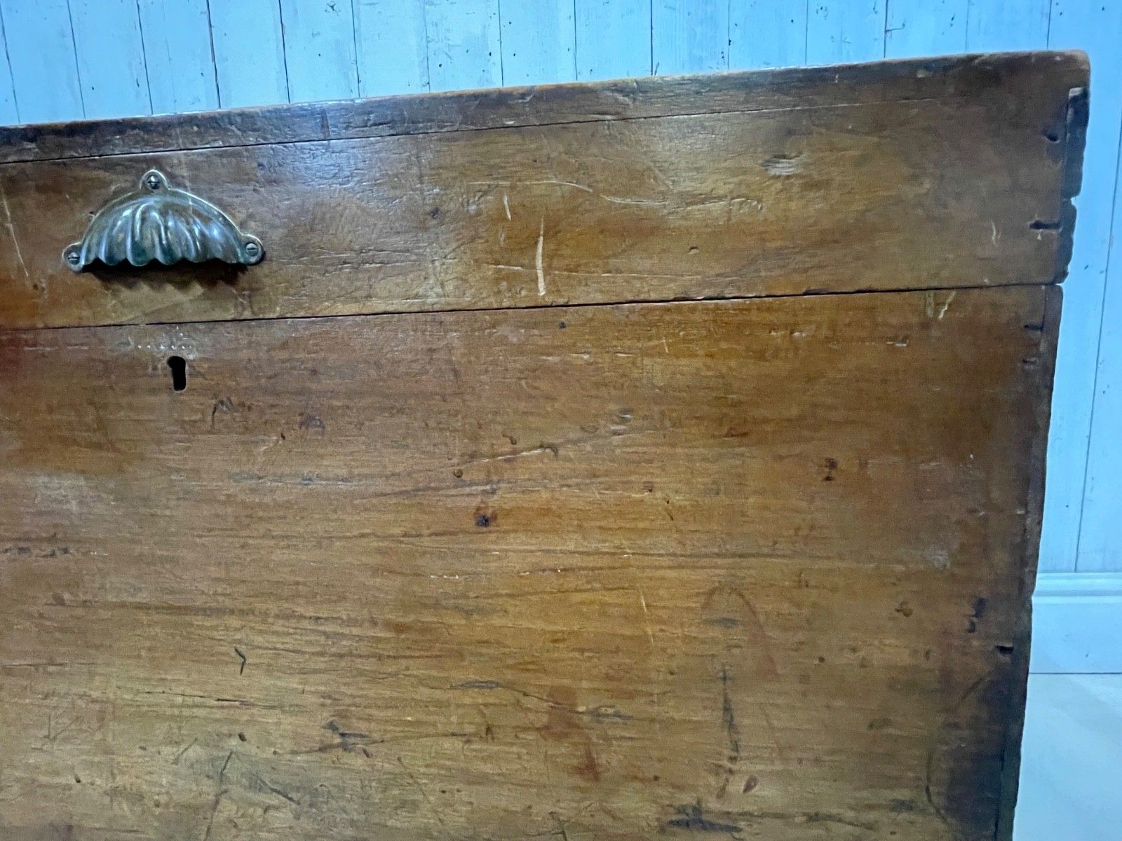 Antique Large Campaign Trunk Chest Blanket Box Storage Camphor Ottoman Linen photo vinterior