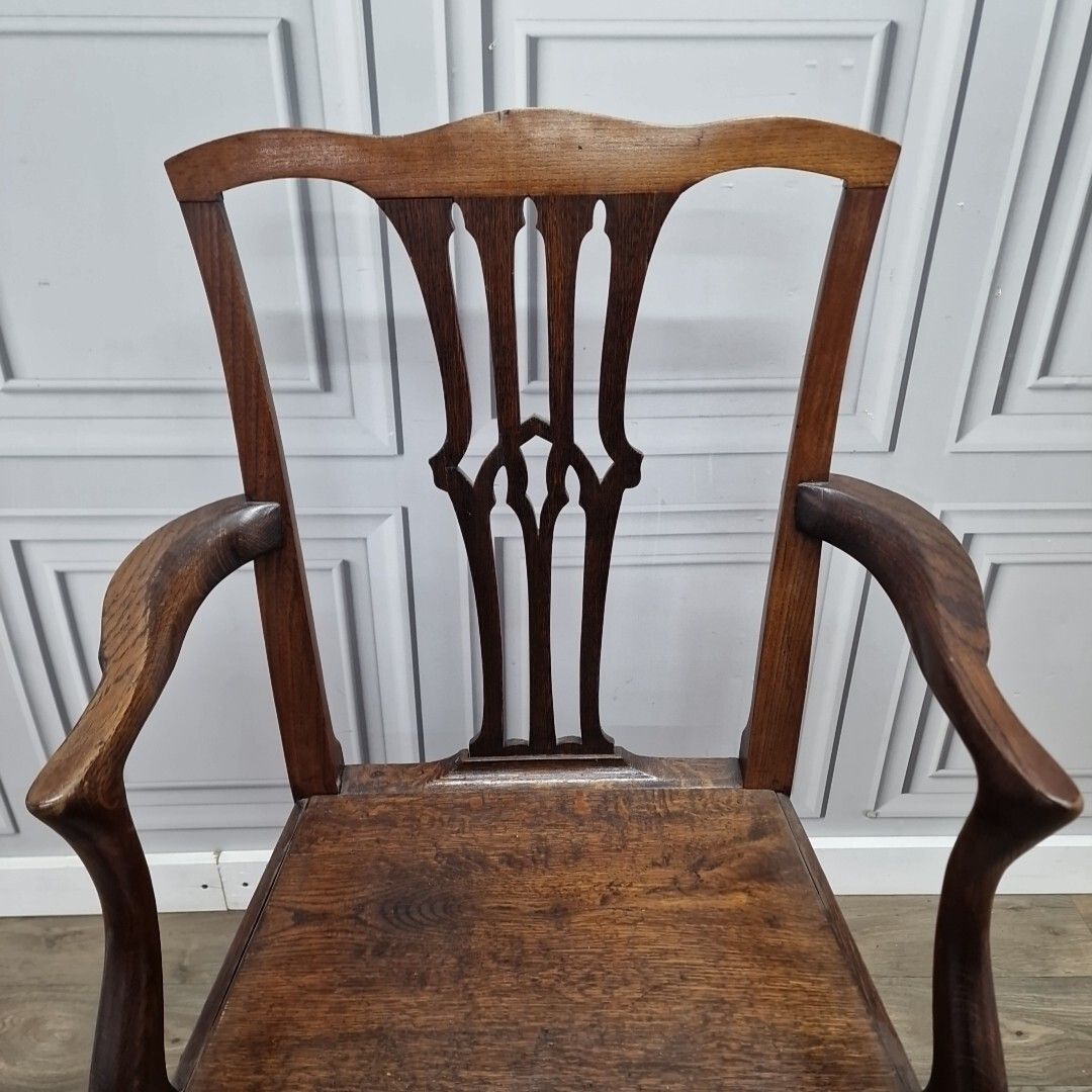 Antique Elbow Chair 19th C English Carver  Hall Throne Desk Seat Georgian photo 270.0