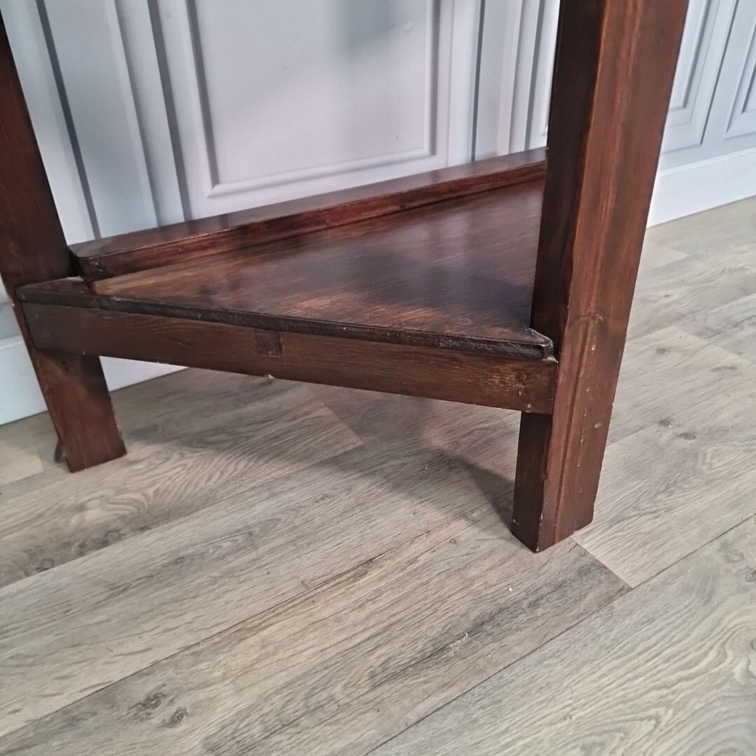 Antique Victorian Style Table Wood & Marble Top Wash Stand Console Demi Lune photo Furniture