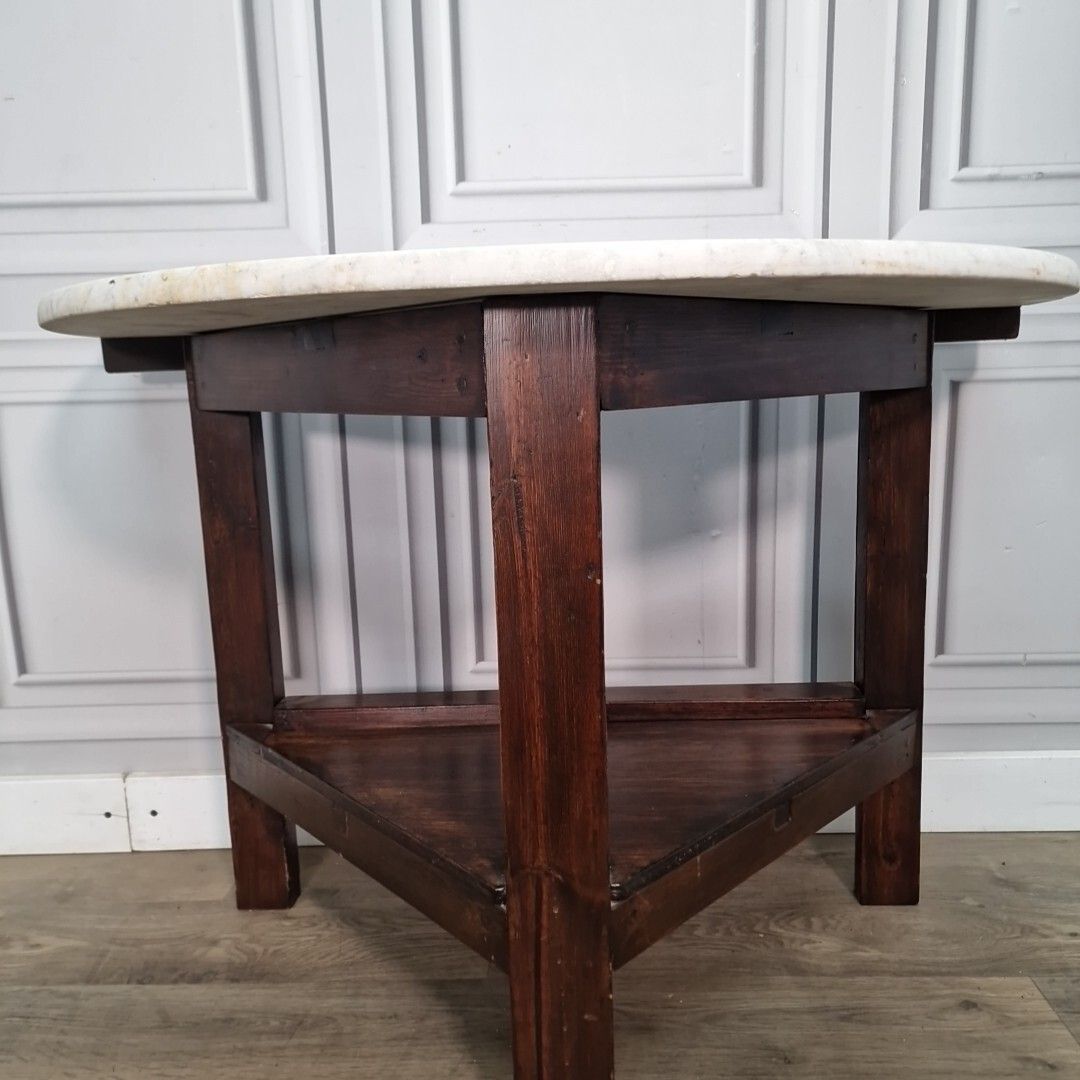 photo for sale Antique Victorian Style Table Wood & Marble Top Wash Stand Console Demi Lune