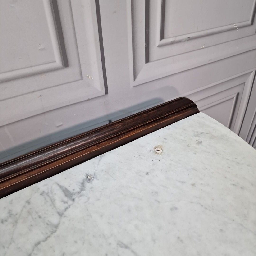 photo buy Antique Victorian Style Table Wood & Marble Top Wash Stand Console Demi Lune