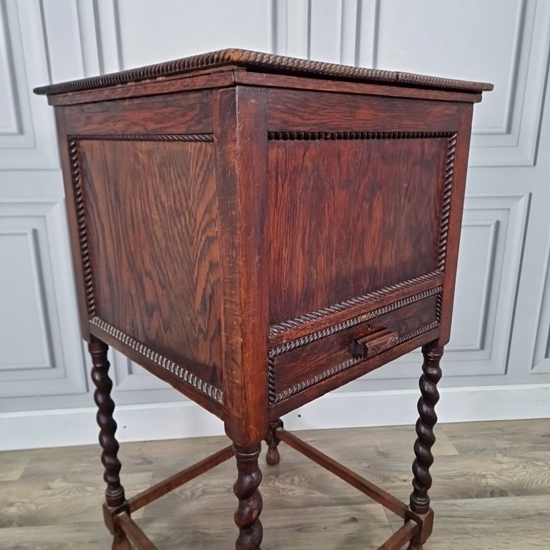 Antique Pot Table Cupboard Wooden Barley Twist Cabinet Cutlery Sewing Bedside photo Furniture
