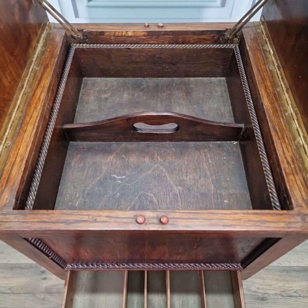 photo for sale Antique Pot Table Cupboard Wooden Barley Twist Cabinet Cutlery Sewing Bedside