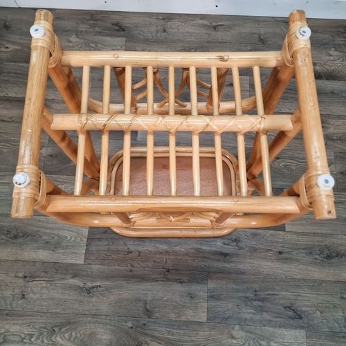 Retro Bamboo Magazine Rack Vintage Mid Century Cane Rattan Side Table Paper photo vintage