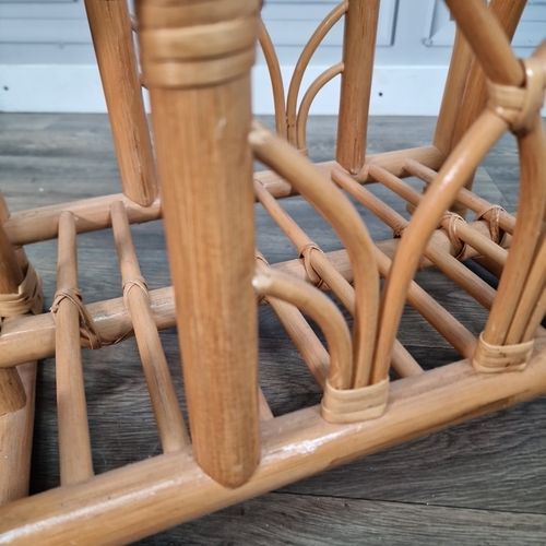 70.0 Retro Bamboo Magazine Rack Vintage Mid Century Cane Rattan Side Table Paper photo