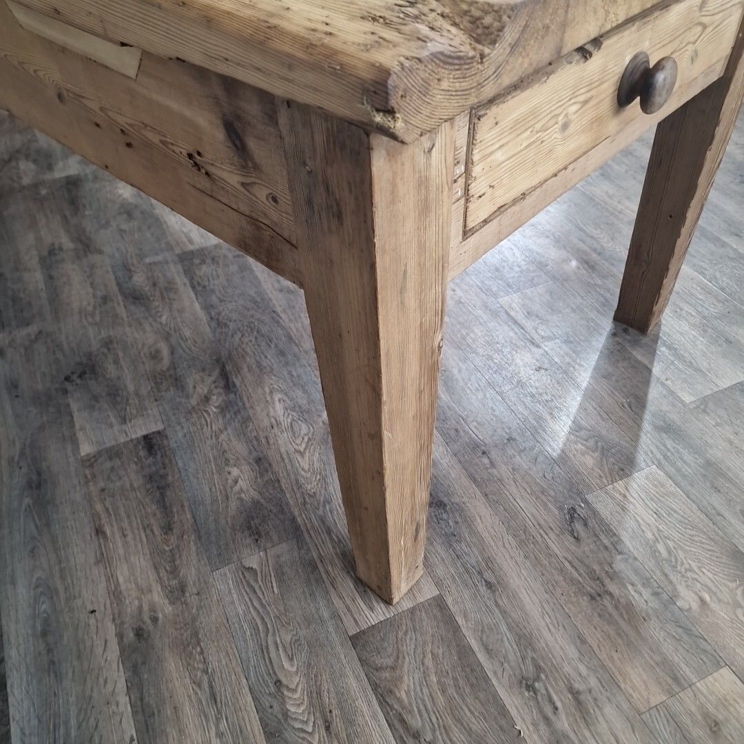 photo vinterior Antique Kitchen Prep Table Solid Pine Victorian Rustic Dining Country Farmhouse