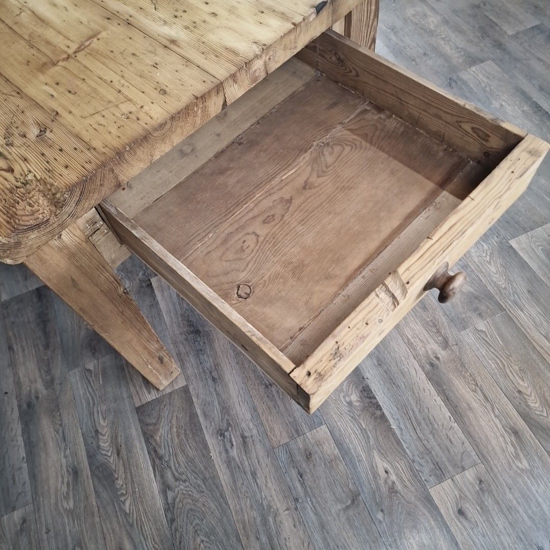photo buy Antique Kitchen Prep Table Solid Pine Victorian Rustic Dining Country Farmhouse