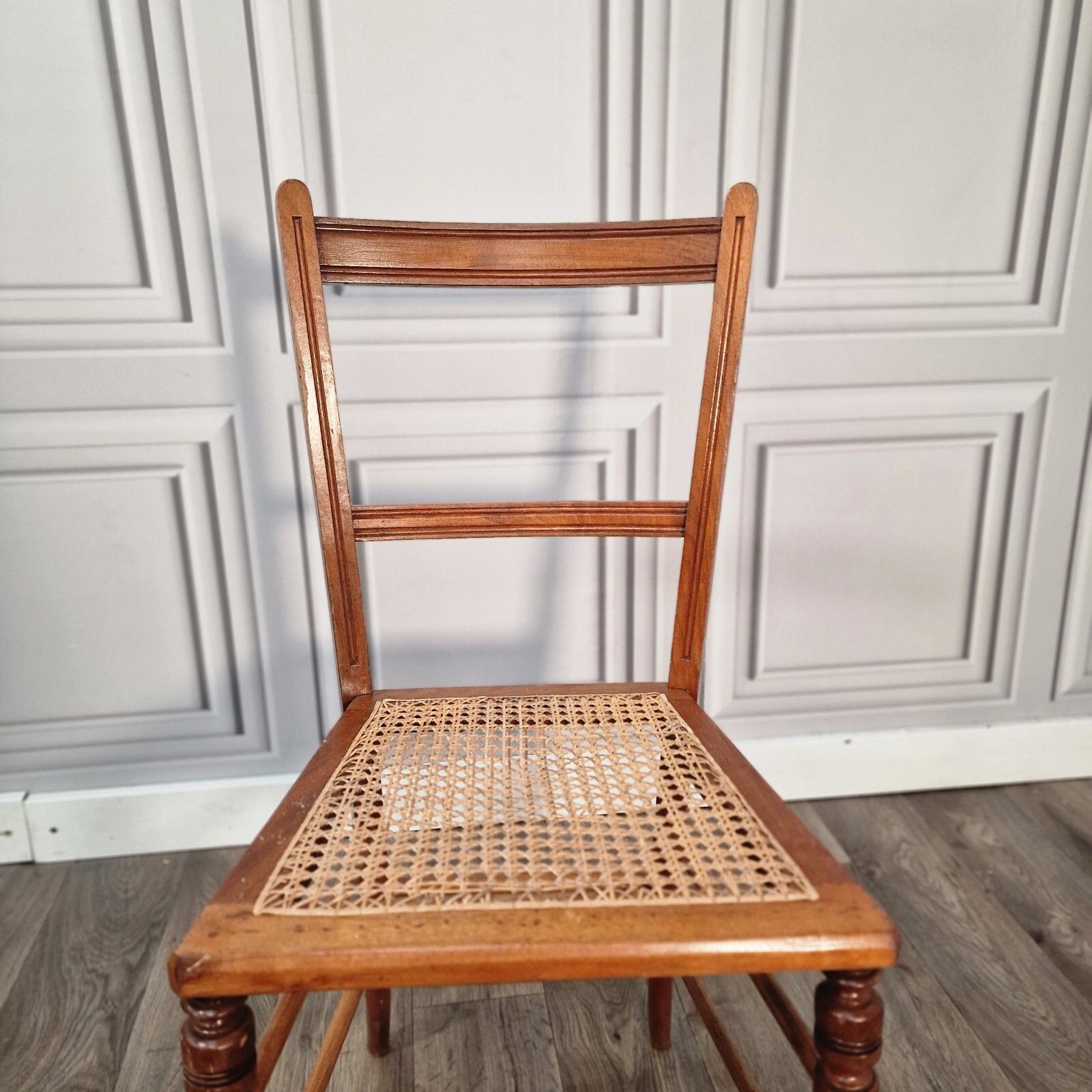 Antique Bedroom Chair Fluted & Turned Decorative Cane Occasional Window Vintage photo 70.0
