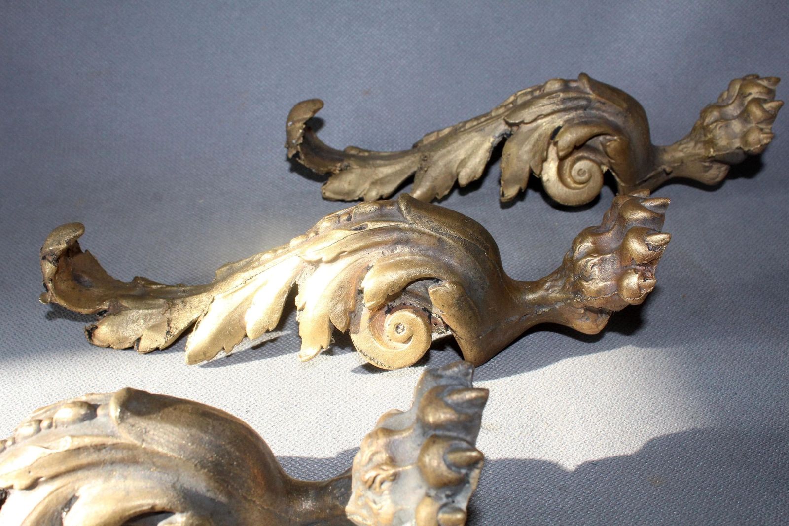 Set Of 3 Large Antique Bronze Lion Paw Furniture Legs, Tripod Table, Cabinet, Regency Empire French, Replacement Parts, Salvaged Restoration photo buy