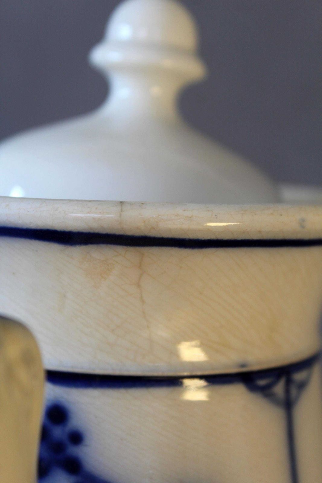 Home Decor Antique 19th Century Ceramic Earthenware Large Coffee Pot, White Hand Painted Blue Onion Pattern, Dragon Animal Head Spout, Lid Not Original photo
