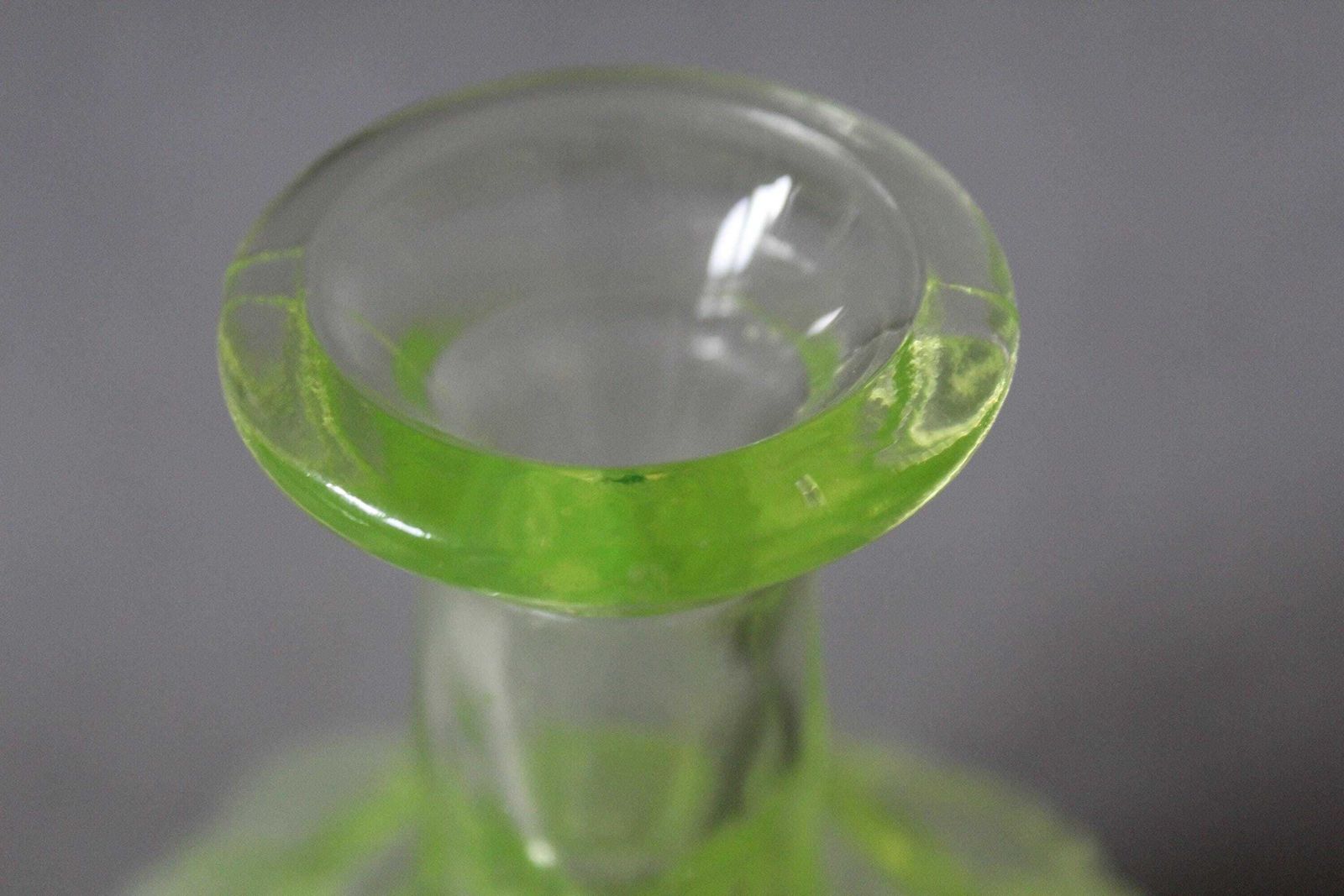 Art Deco Valembert Graffart Val Saint Lambert Water Decanter, Uranium Yellow Green Glass, Bedside Water Carafe, Ouraline photo 100.0