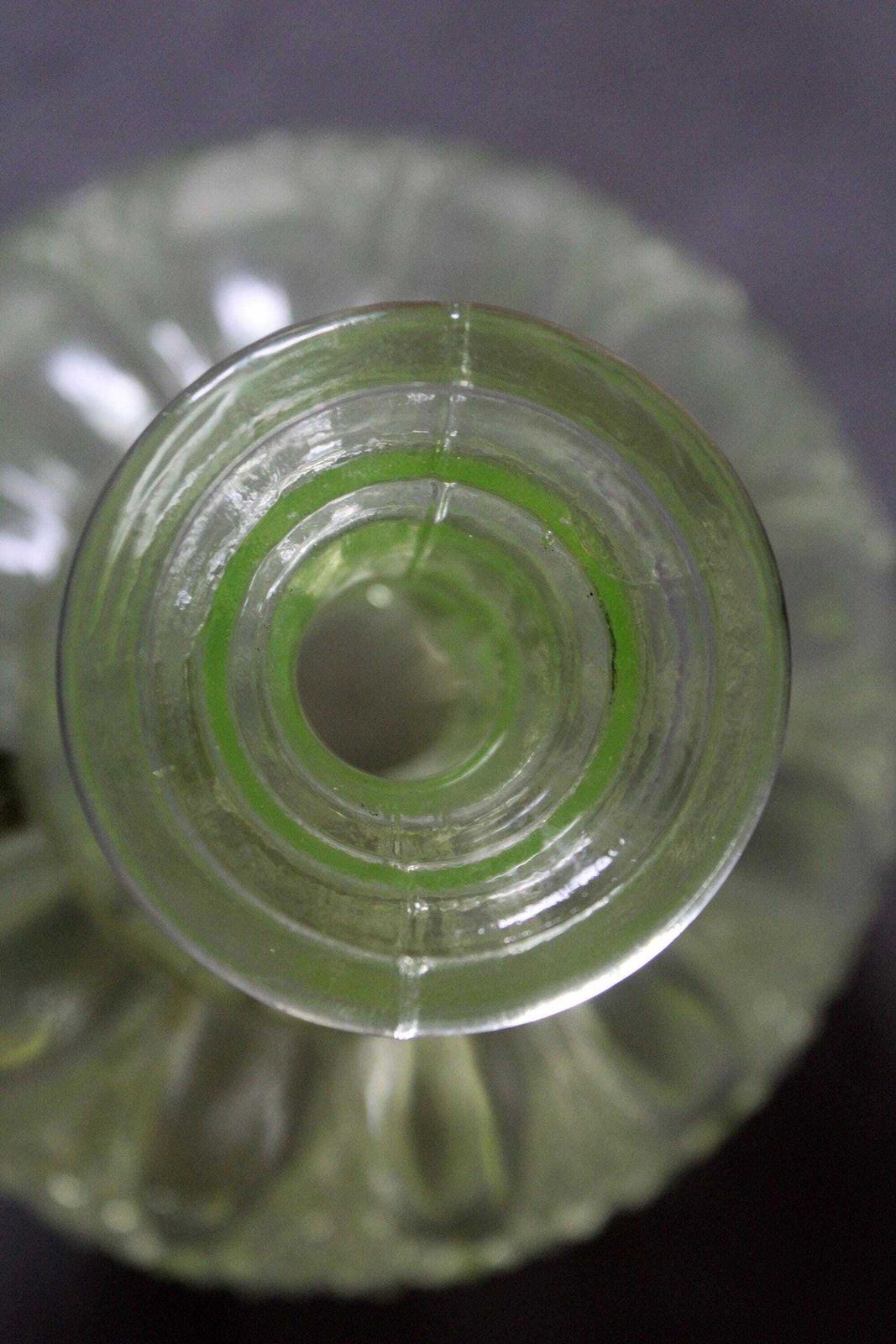 photo buy Art Deco Valembert Graffart Val Saint Lambert Water Decanter, Uranium Yellow Green Glass, Bedside Water Carafe, Ouraline