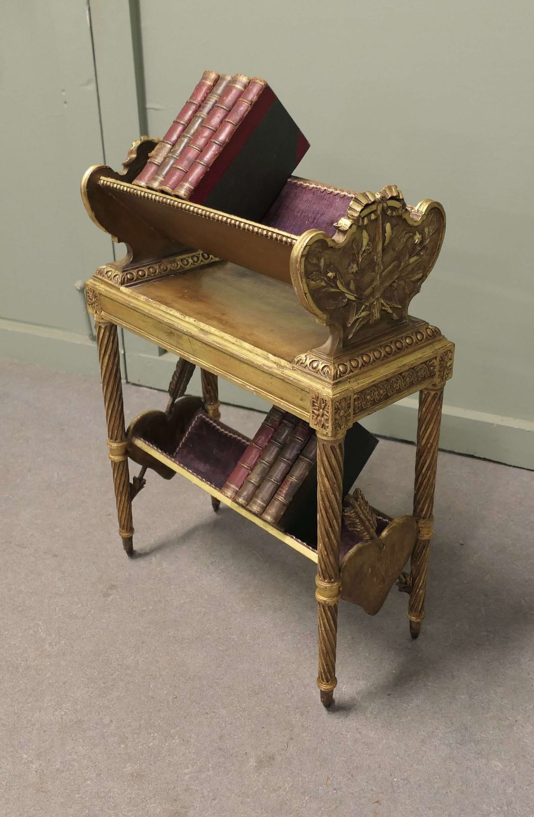 Italian Rococo 2 Tier Gold Book Trough This Is A Very Romantic Piece photo for sale