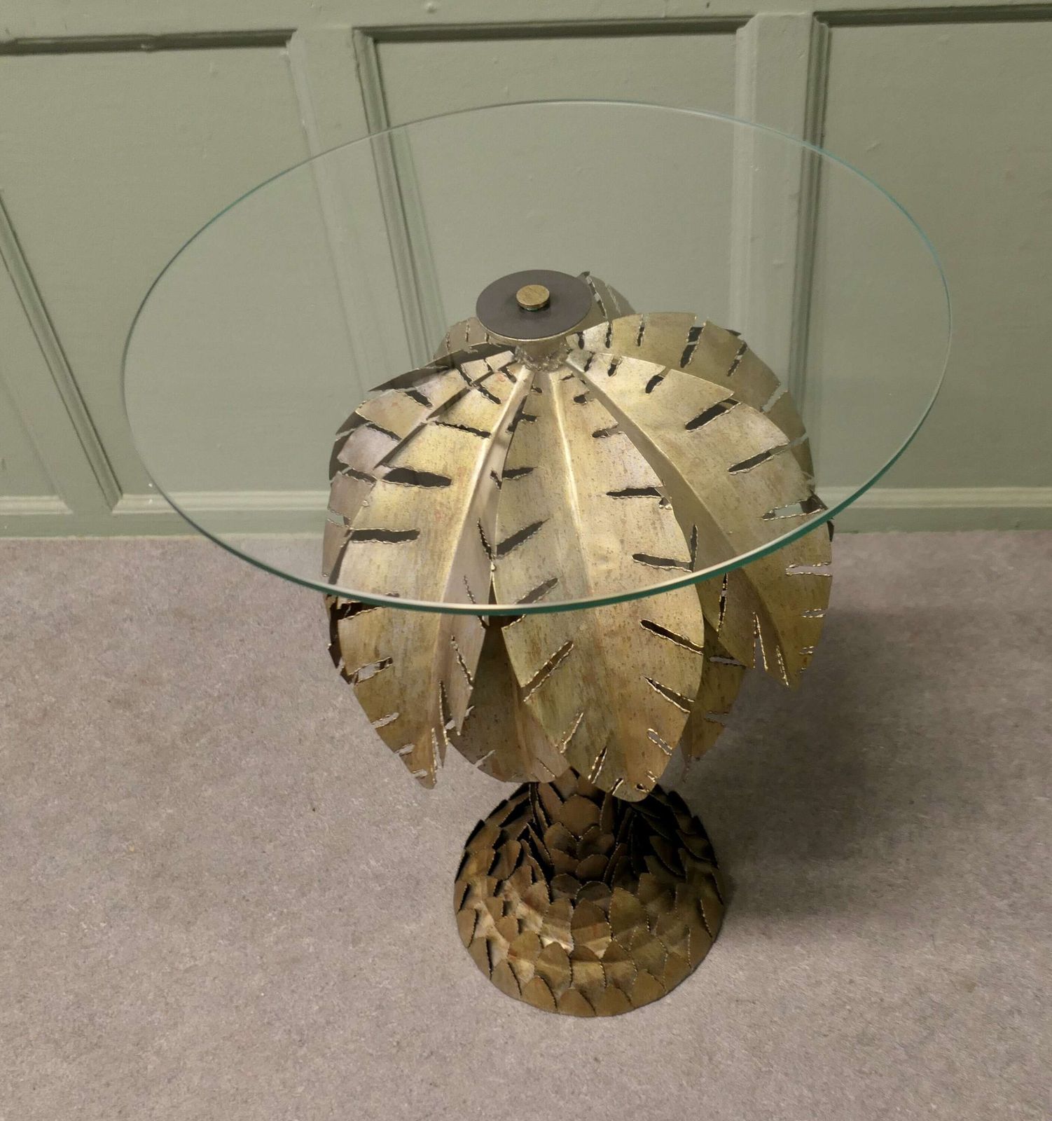 French Mason Jansen Style Palm Tree Tole Ware Table This Stunning Design Is Circa 1970 photo Furniture