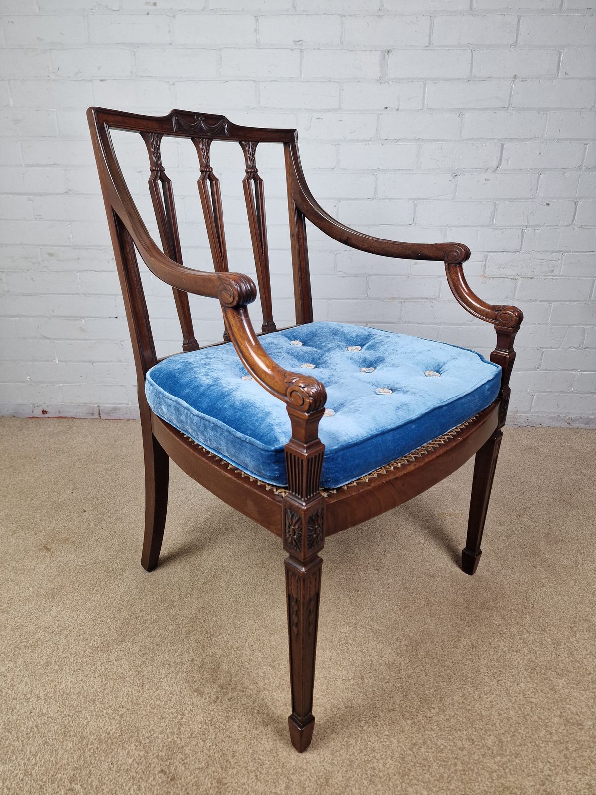 Georgian Mahogany Open Armchair   Sheraton Period C.1795