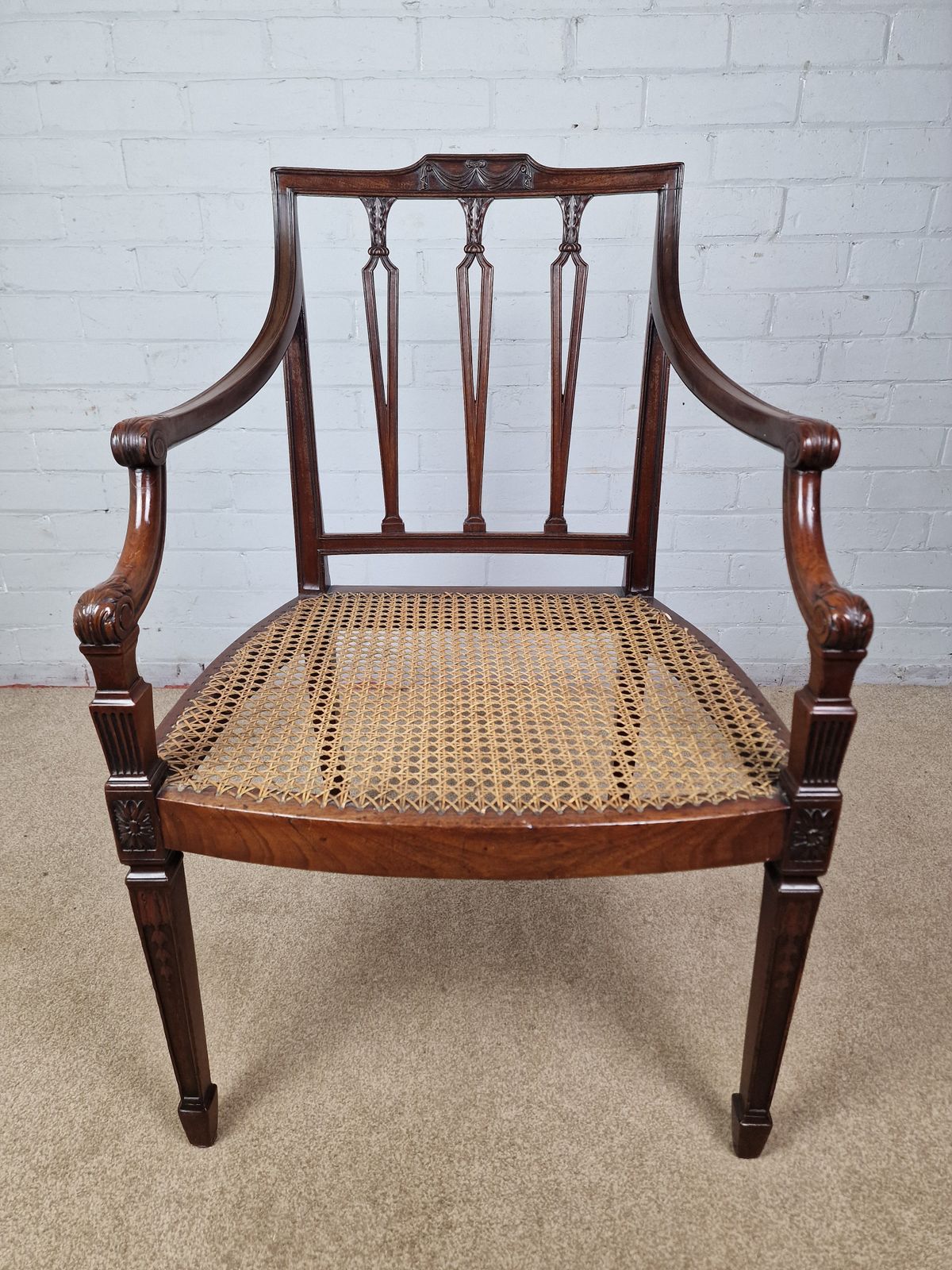 Georgian Mahogany Open Armchair   Sheraton Period C.1795 photo vinterior