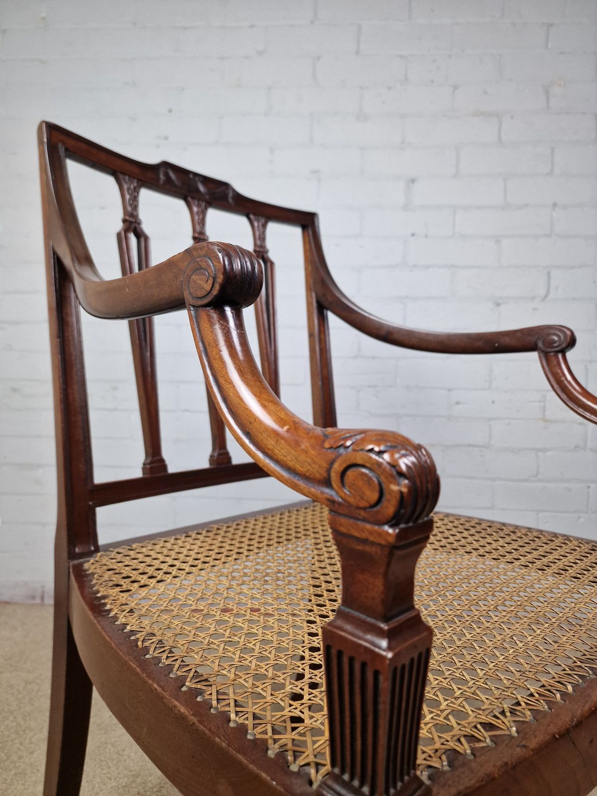Furniture Georgian Mahogany Open Armchair   Sheraton Period C.1795 photo