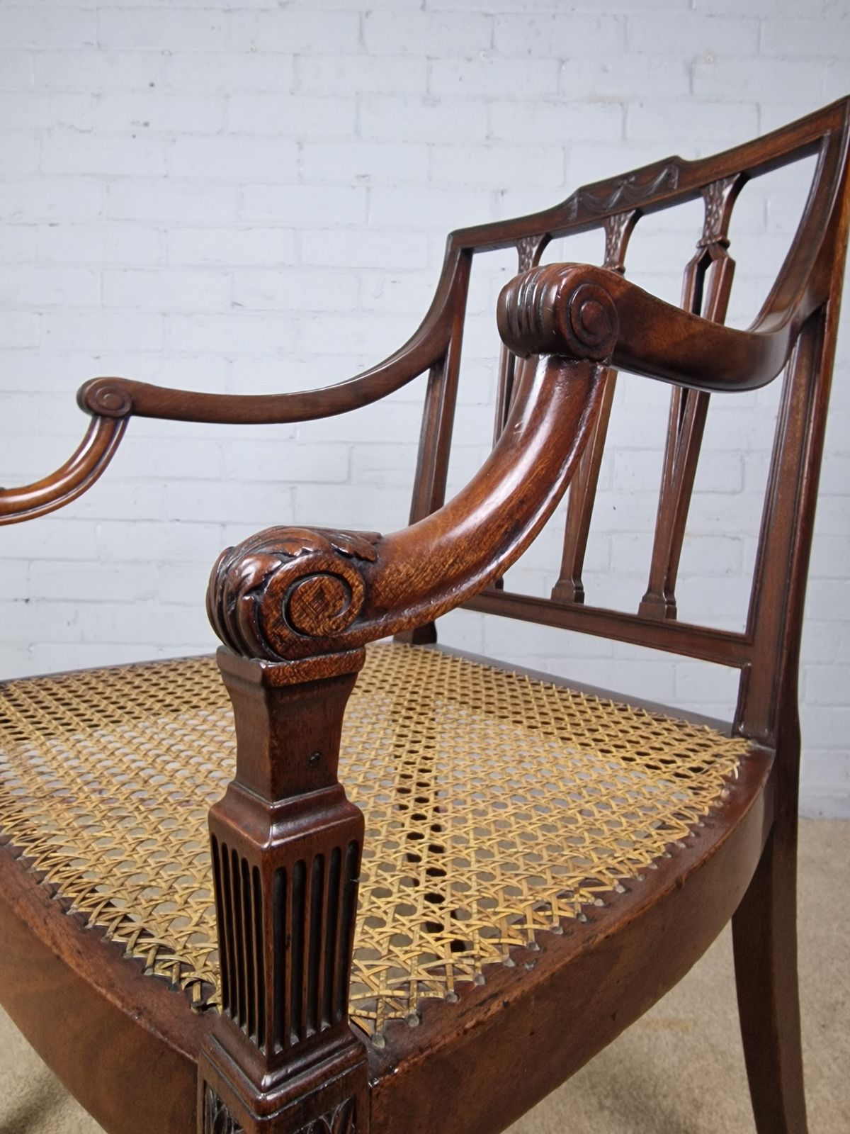 photo vinterior Georgian Mahogany Open Armchair   Sheraton Period C.1795