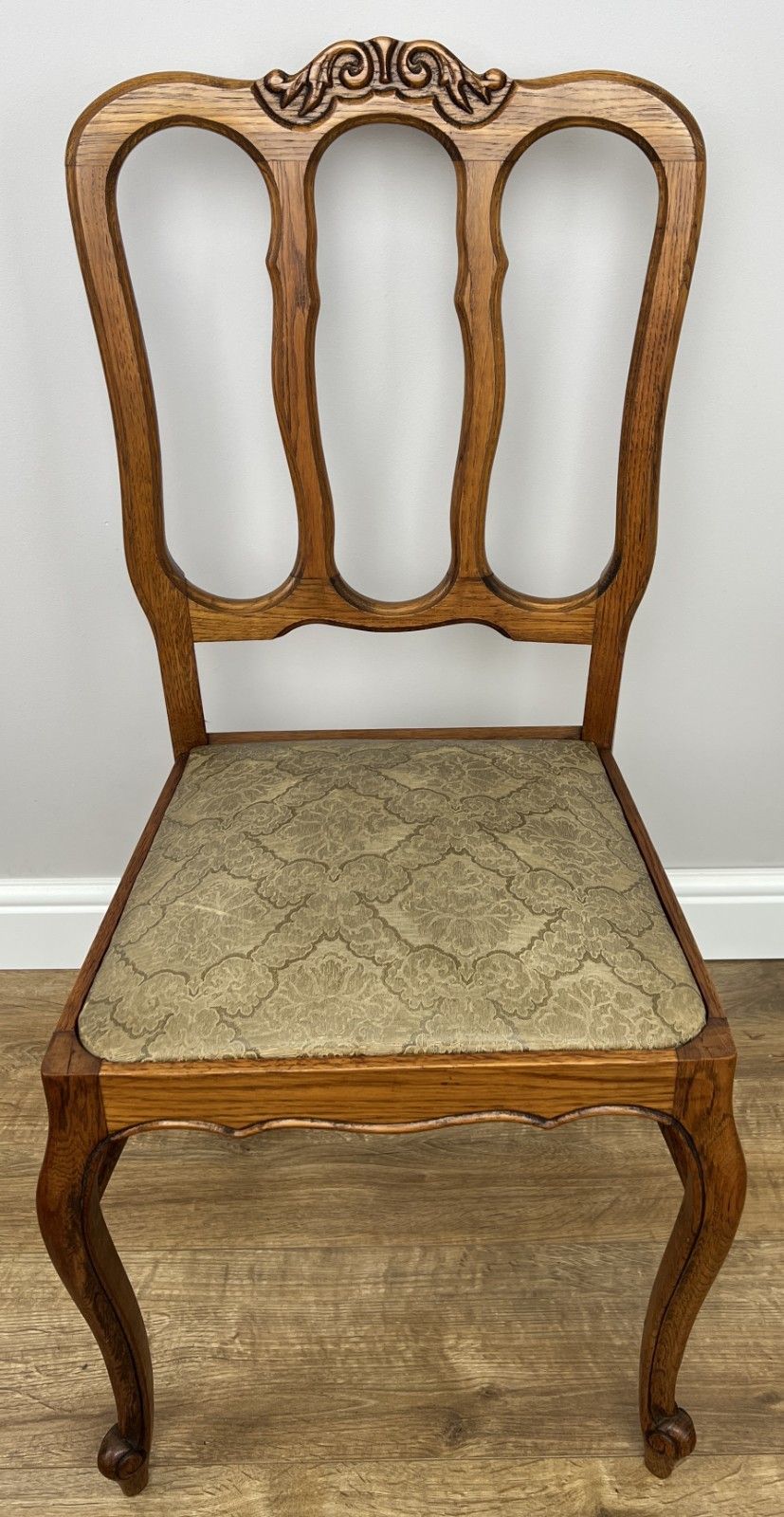 Dining Chairs Vintage French Louis Style Oak Set Upholstered Seats Lot 4885 photo vintage