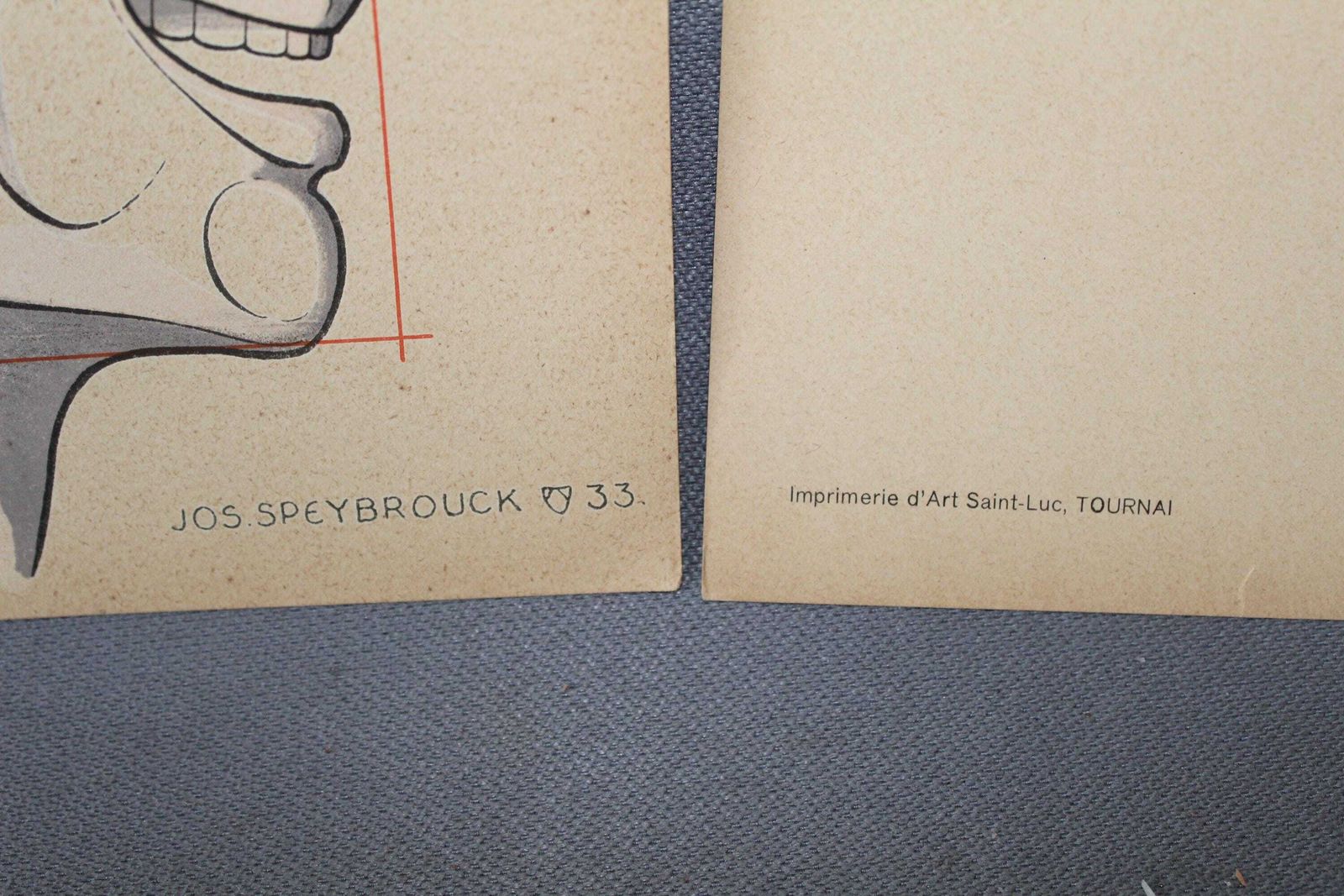 Set Van Twee Grote Art Deco Anatomieprenten – Spiergezicht En Gezichtsuitdrukkingen, Tekenleer, Speybrouck 1933 België Tournai, Wetenschap, Verzonden In Koker photo buy
