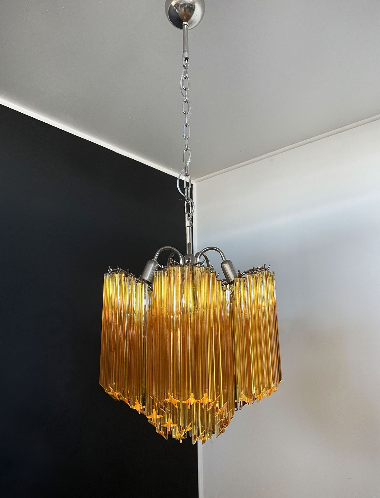 Modern Quadriedri Glass Chandelier   60 Amber Prism Quadriedri photo for sale