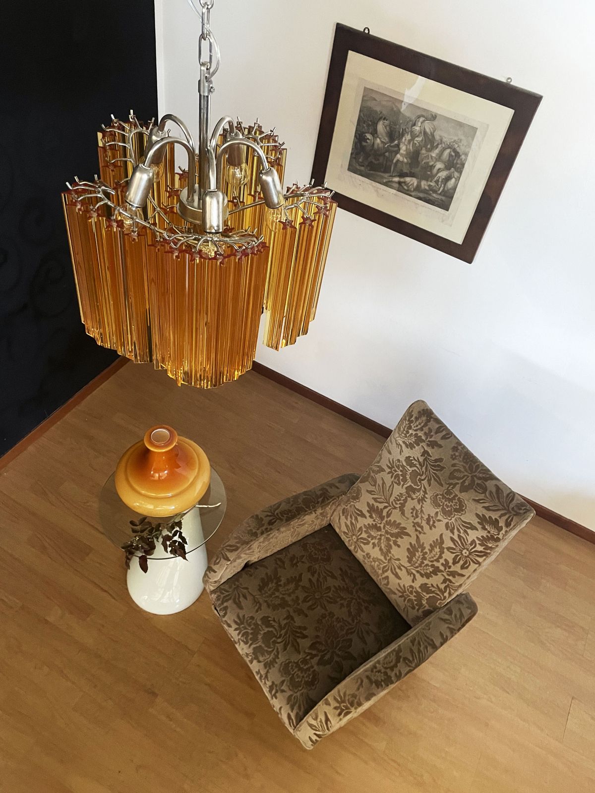 Modern Quadriedri Glass Chandelier   60 Amber Prism Quadriedri photo vinterior