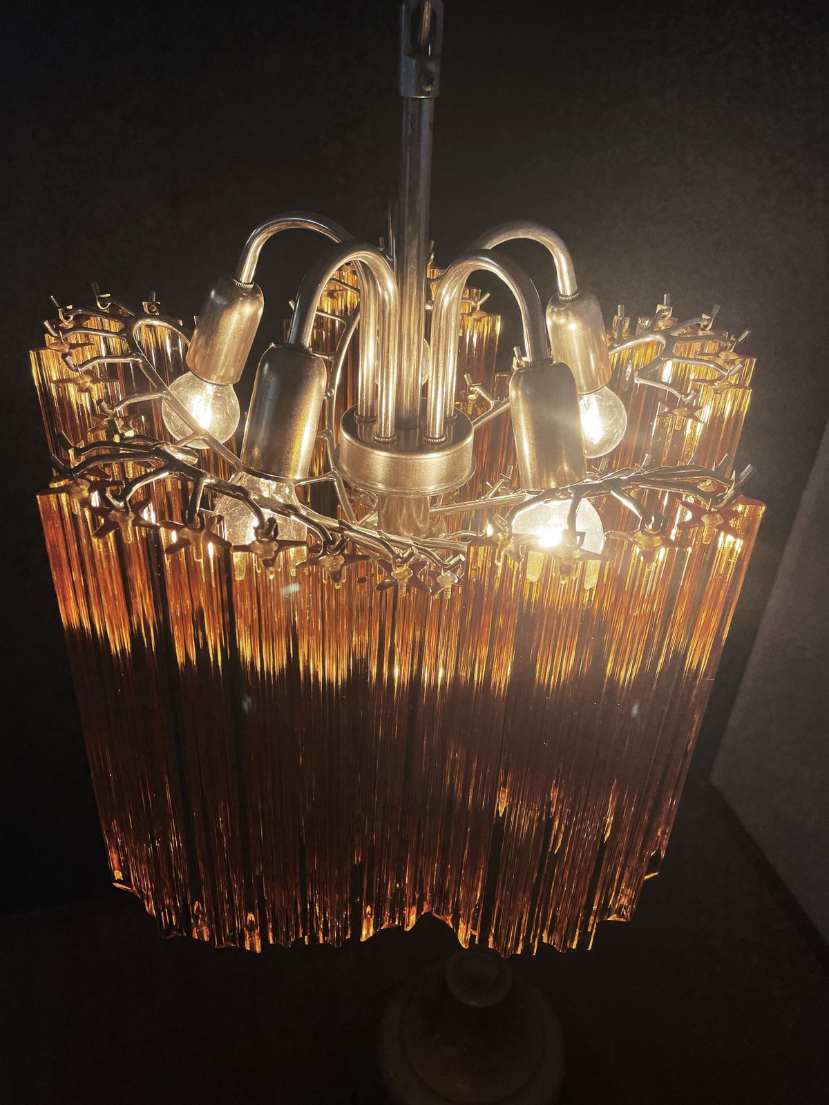 photo for sale Modern Quadriedri Glass Chandelier   60 Amber Prism Quadriedri