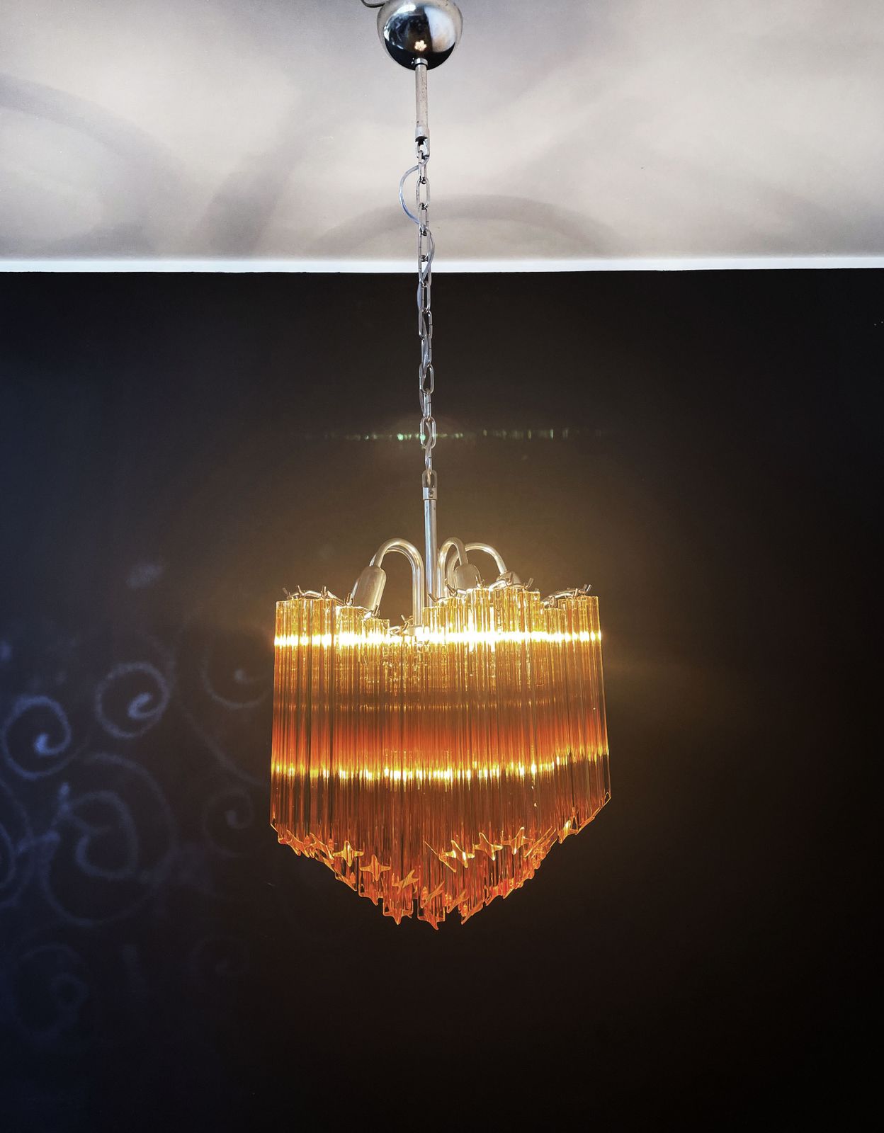 photo vintage Modern Quadriedri Glass Chandelier   60 Amber Prism Quadriedri
