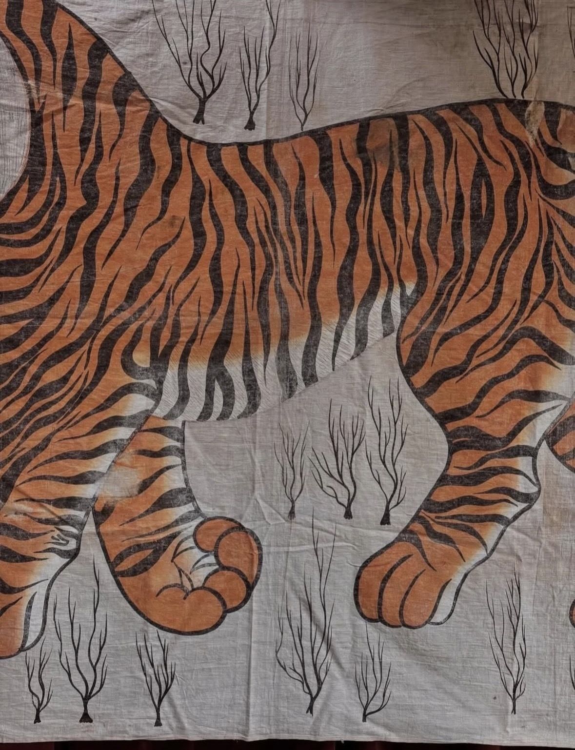 20th Century Indian Bengal Tiger Oil Painting On Linen photo buy