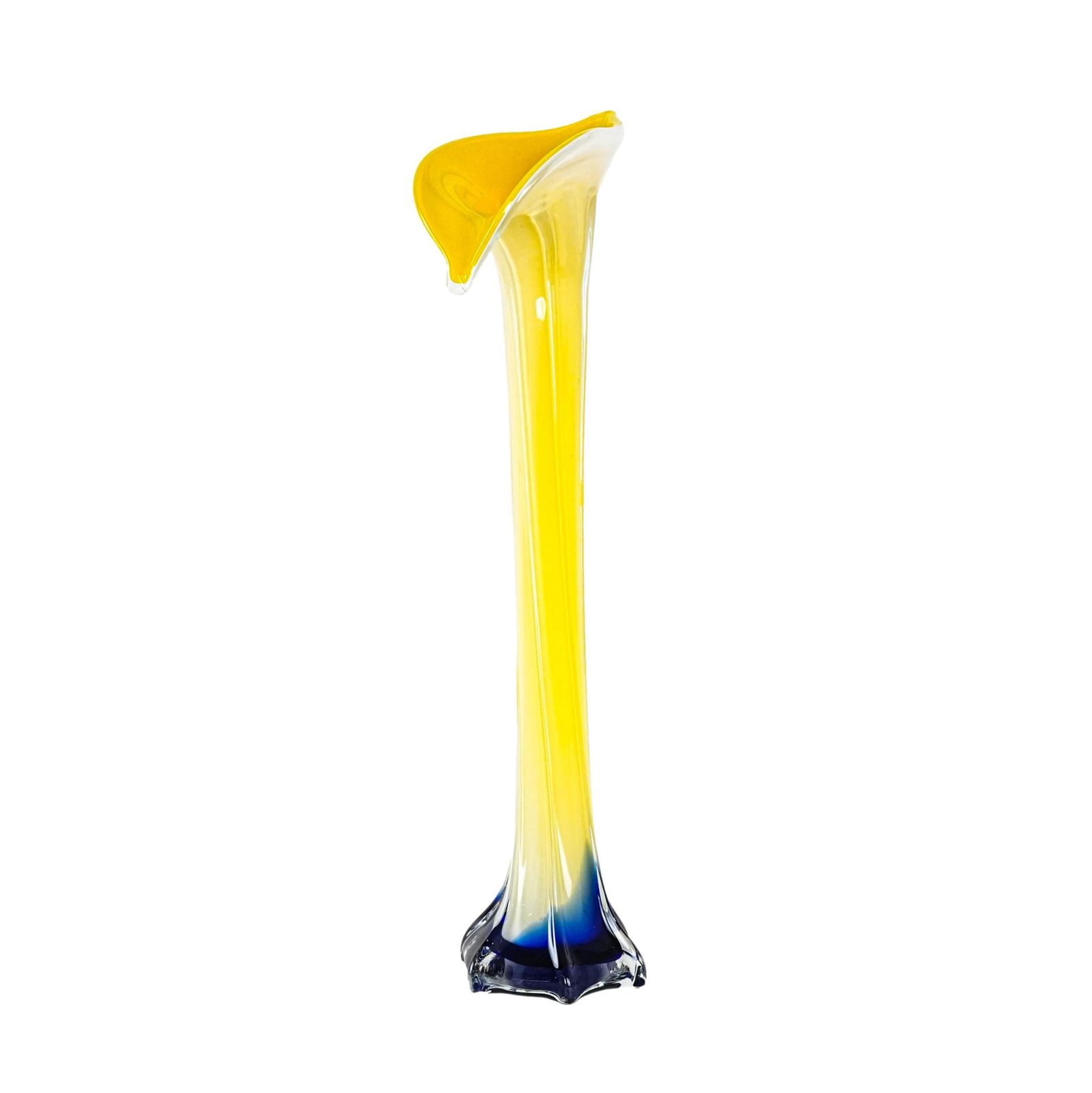 Gele Vaas, Murano Glas, Italiaans Design, Jaren 1970, Made In Italy