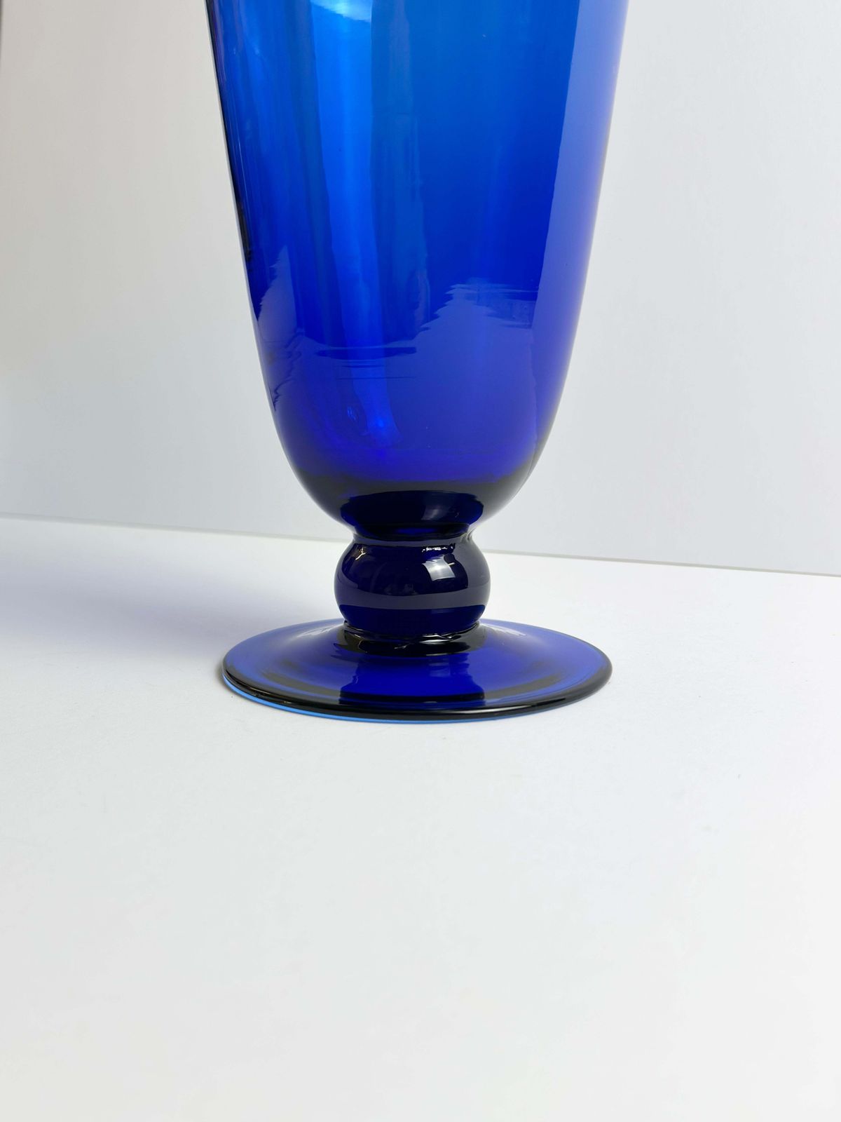 Cobalt Blue Trumpet Vase, Attributed To Empoli Glass, Italy, 1980s photo vinterior