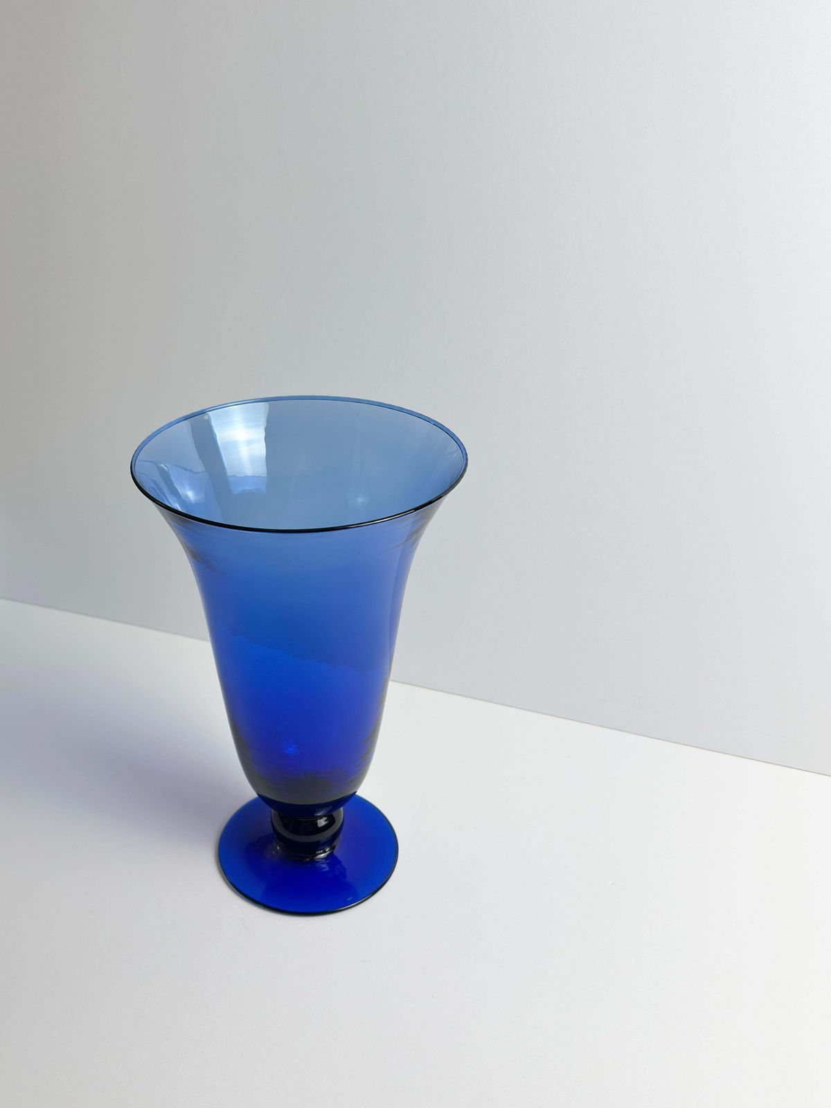 photo furniture Cobalt Blue Trumpet Vase, Attributed To Empoli Glass, Italy, 1980s