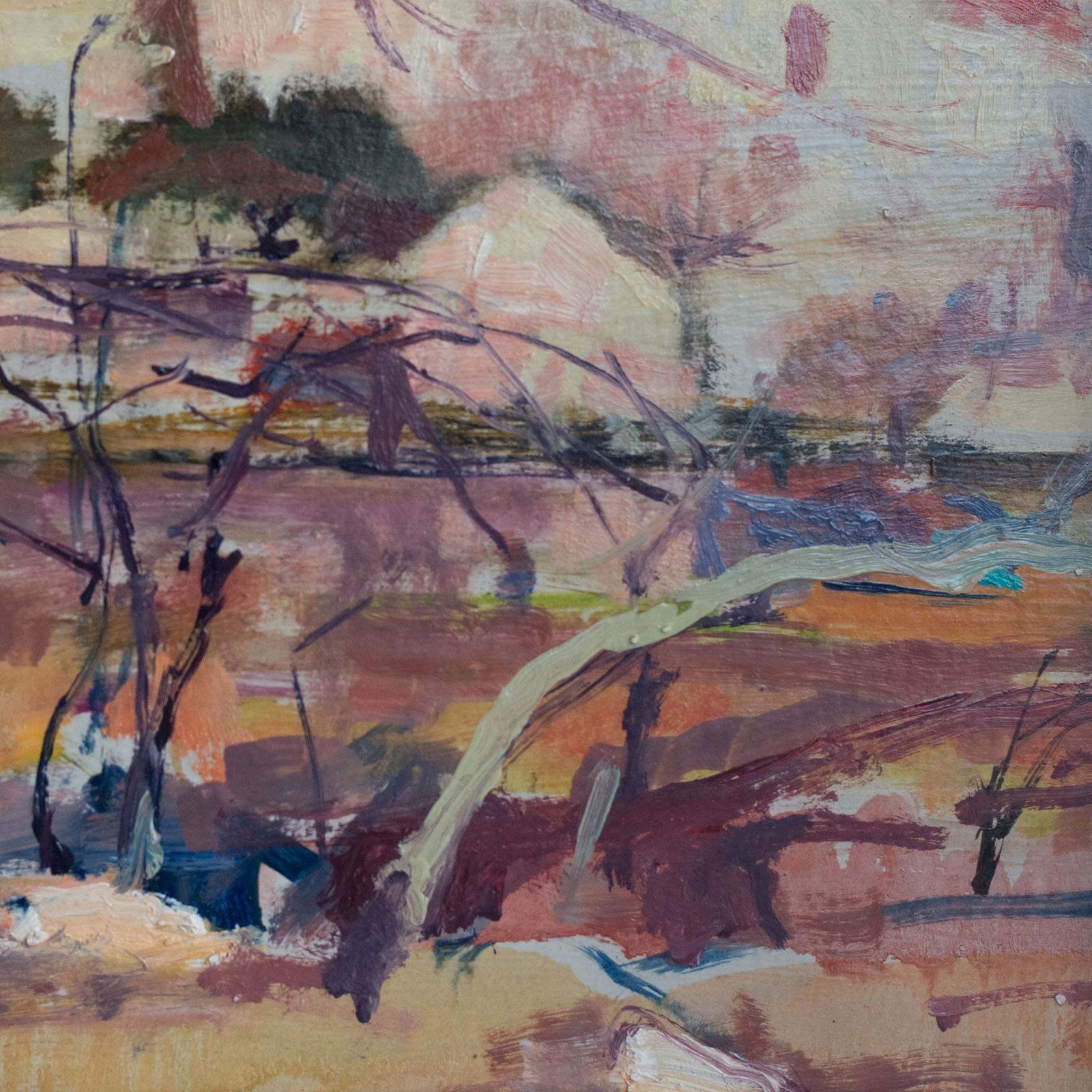 Landscape Study Inscribed On Reverse “Santiga” – Oil And Mixed Media Painting photo Art