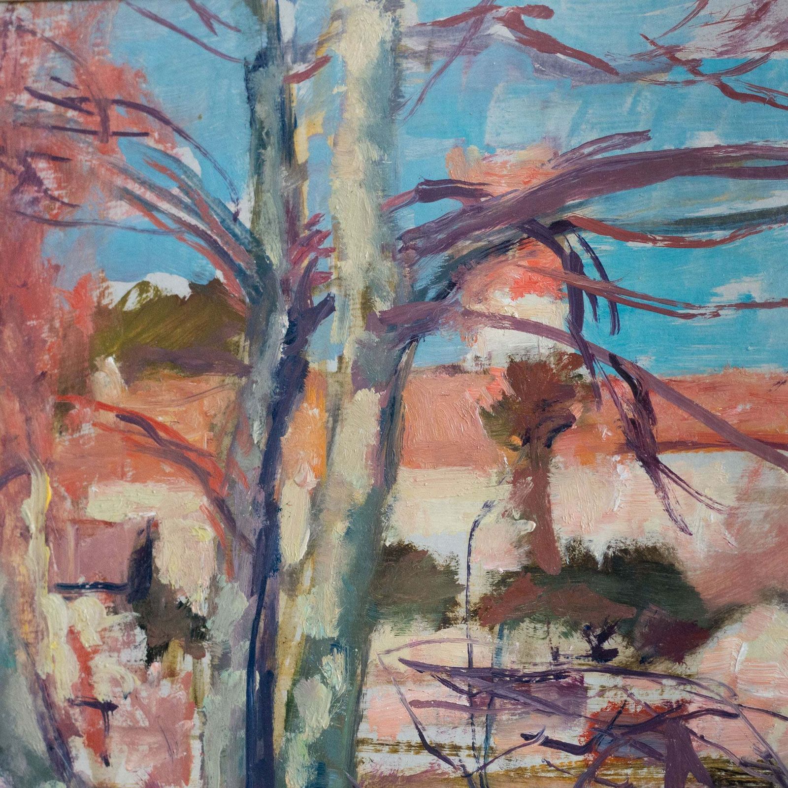 Landscape Study Inscribed On Reverse “Santiga” – Oil And Mixed Media Painting photo 399.0