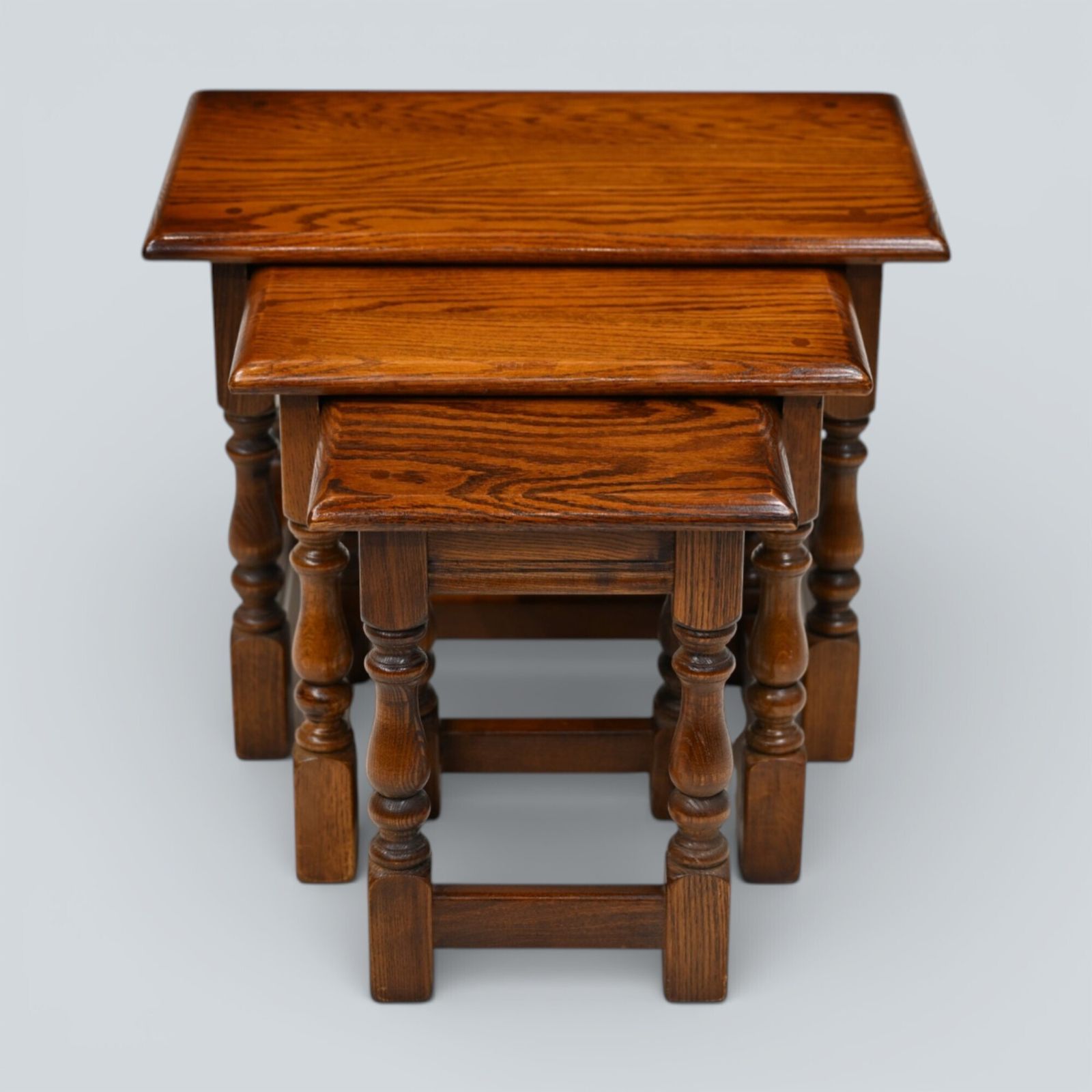 Oak Old Charm Nest Of Tables Gold Diamond Badge Tudor Brown Free Uk Delivery photo furniture
