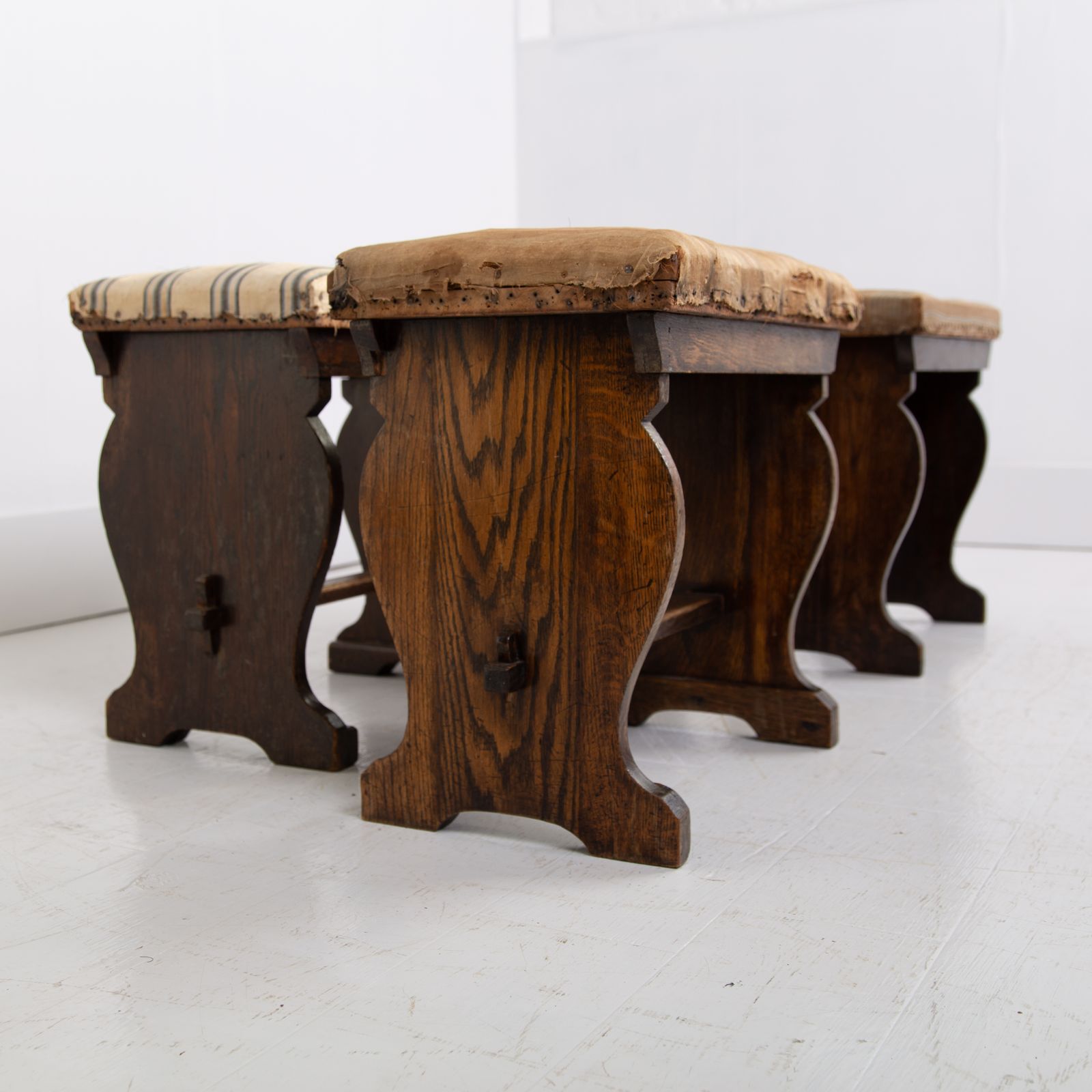 Pair Oak Arts And Crafts Low Stools We Have 2 Pairs photo furniture