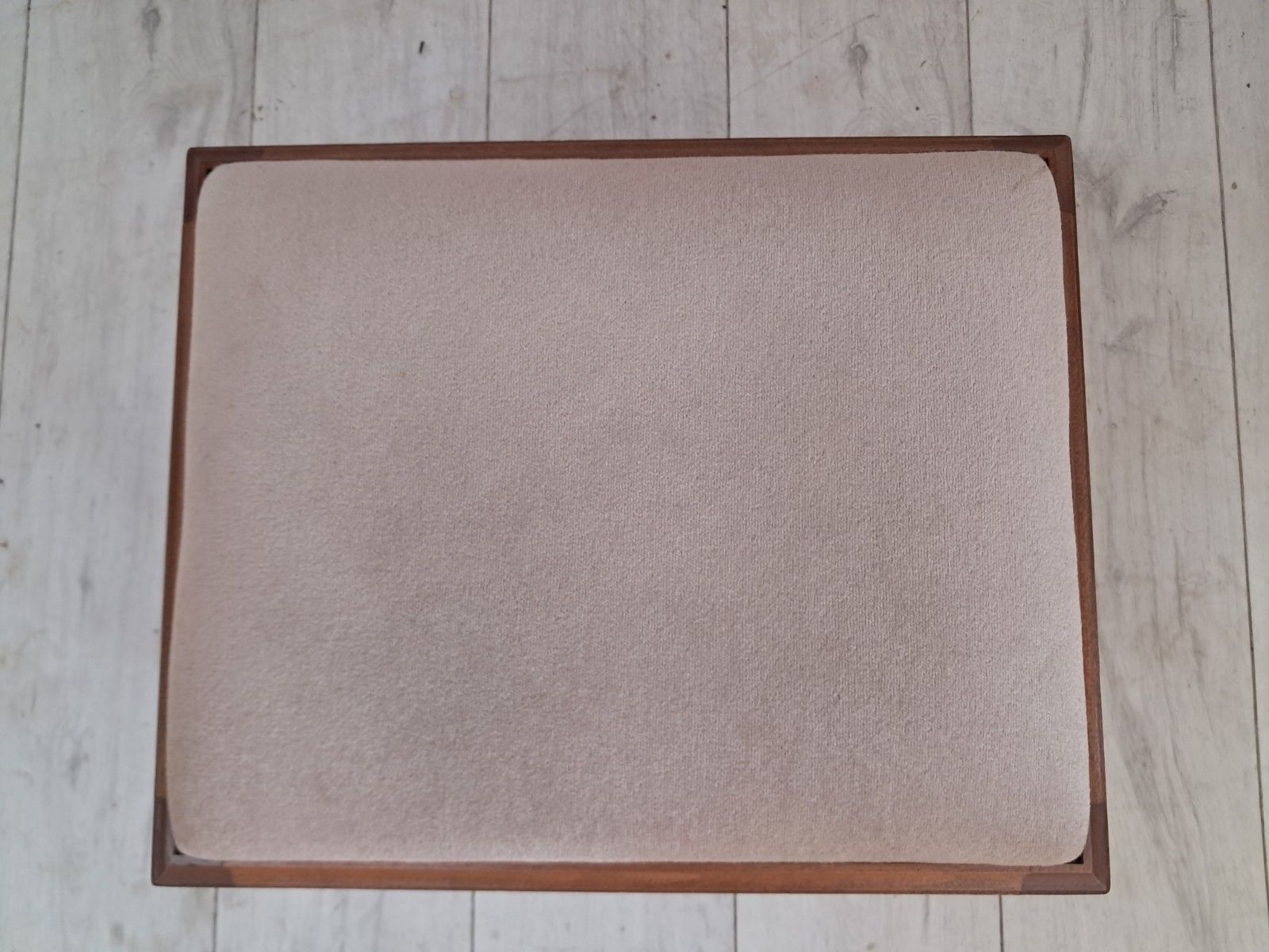 Vintage Stag Foot Stool Beige Velour Teak Wood 1995 photo 85.0