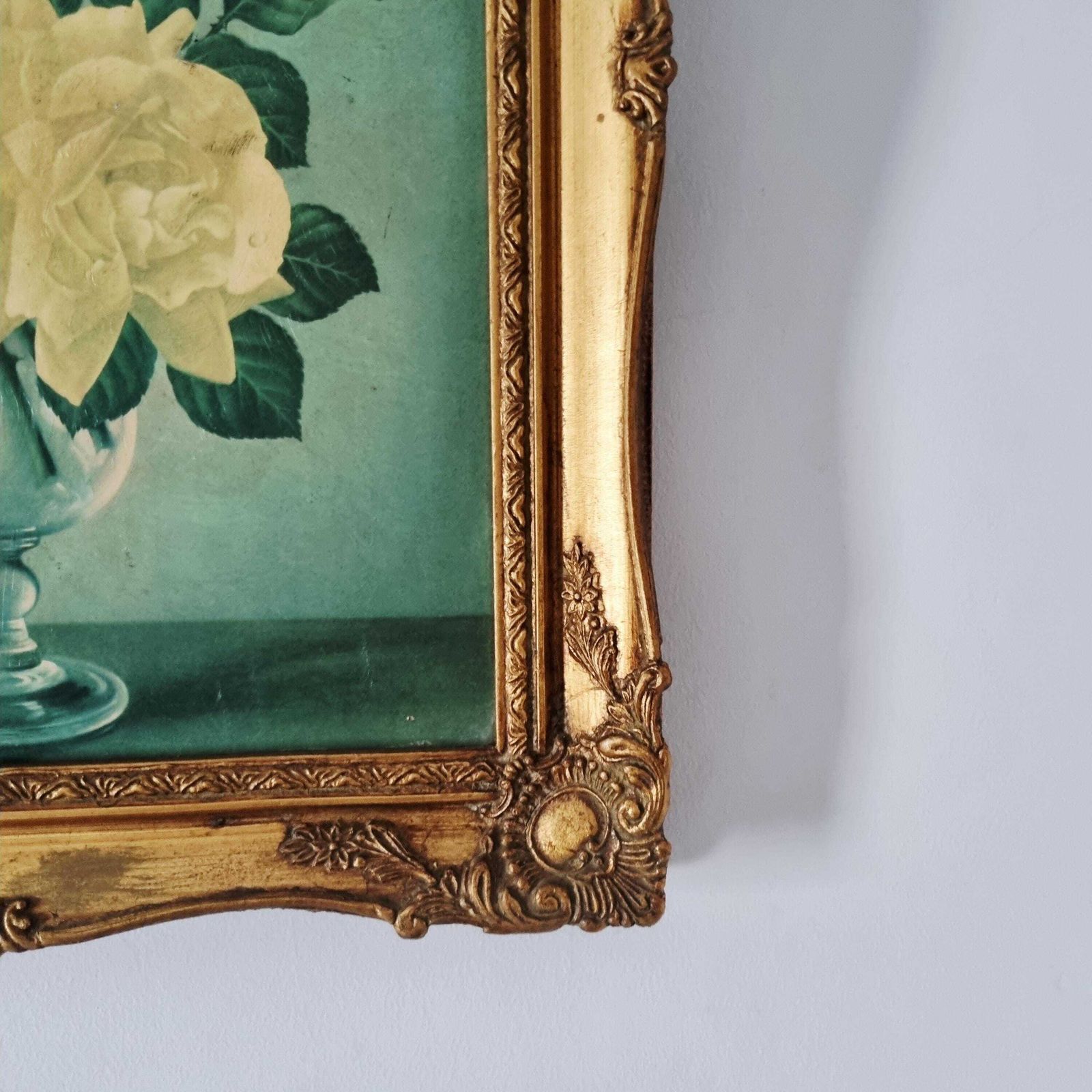 Vintage Original Floral Print By James Noble Depicting Roses In Vase photo furniture