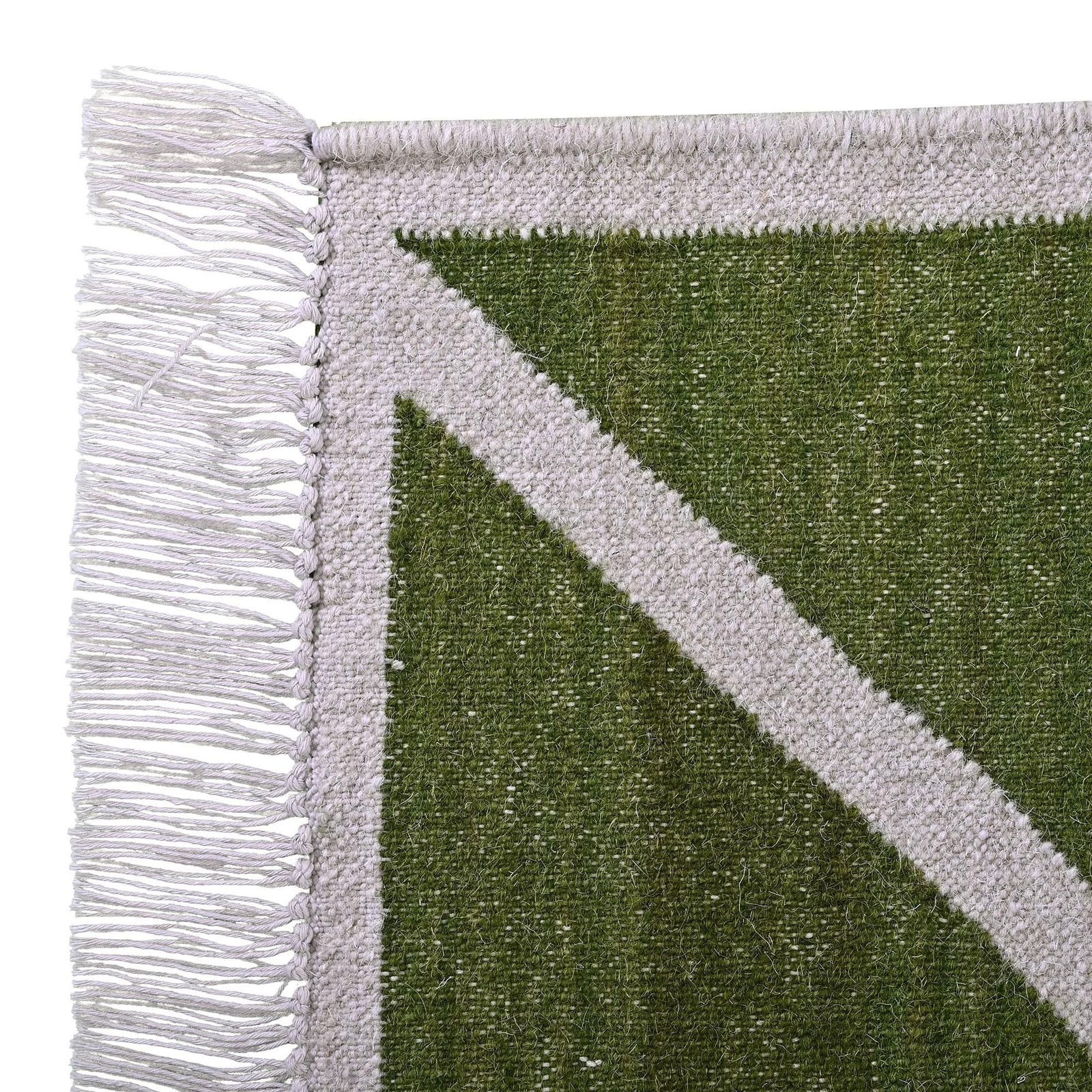 Vintage Handwoven Green Geometric Wool Dhurrie Rug| Flat Weave Dhurrie | 2x3 Ft Indian Killiam photo for sale