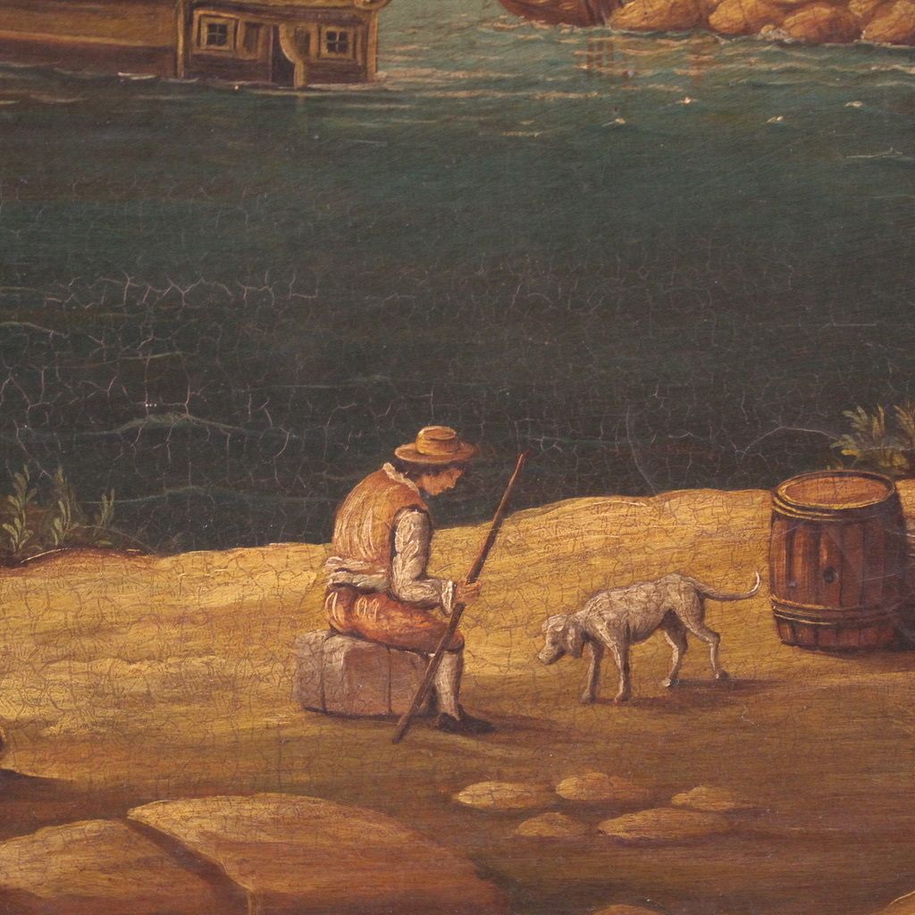 photo buy 20th Century Italian Painting Of A Harbor View