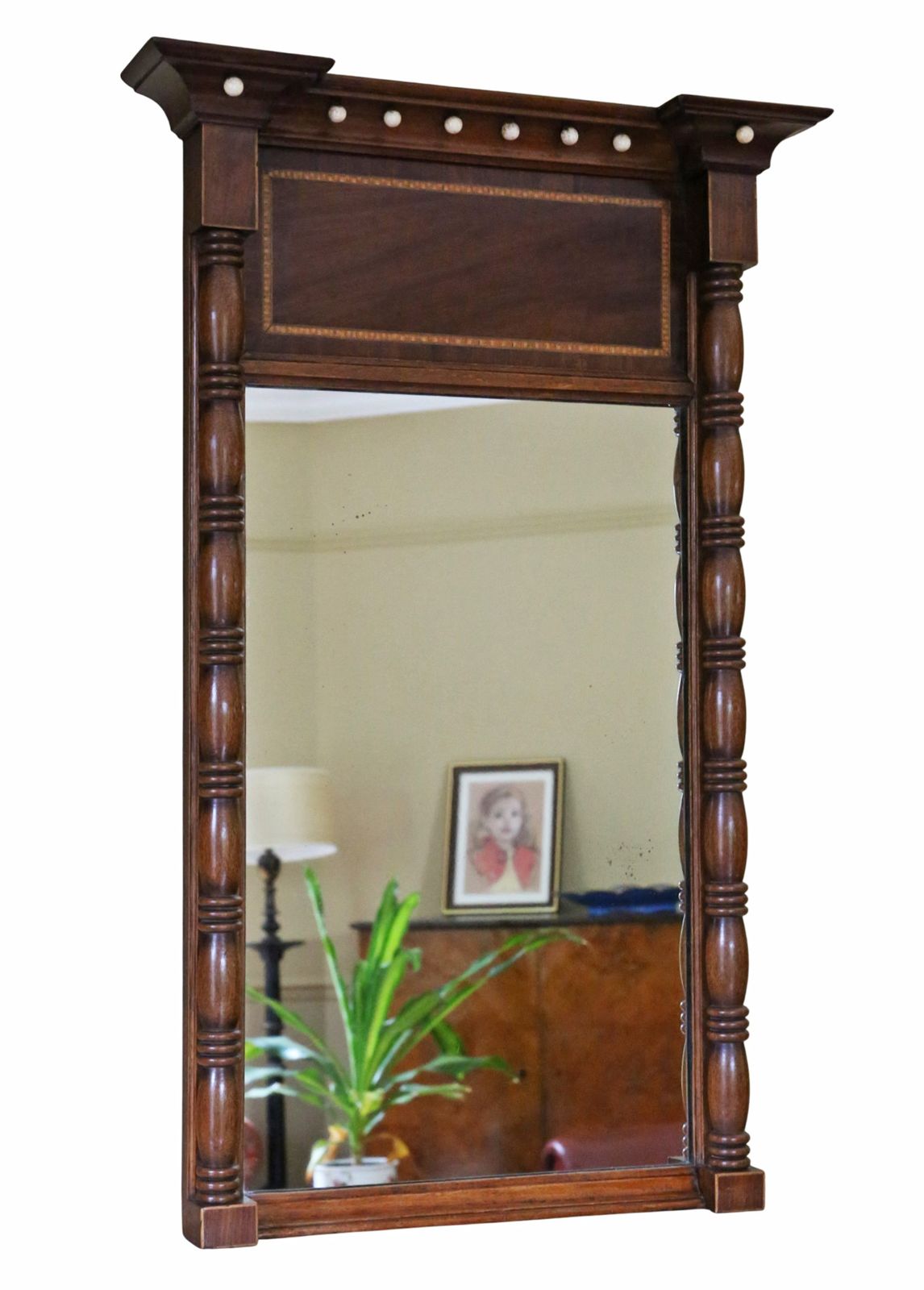 Antique 19th Century Mahogany Framed Pier Overmantle Wall Mirror – Fine Quality
