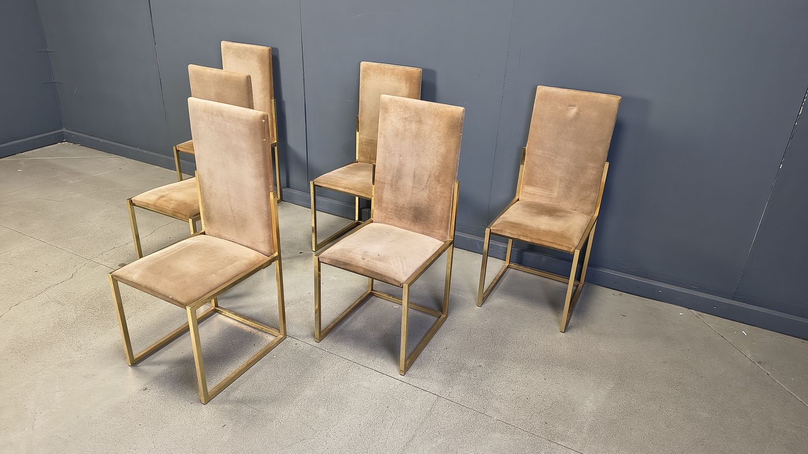 photo for sale Brass Dining Chairs By Belgochrom, 1970s   Set Of 6