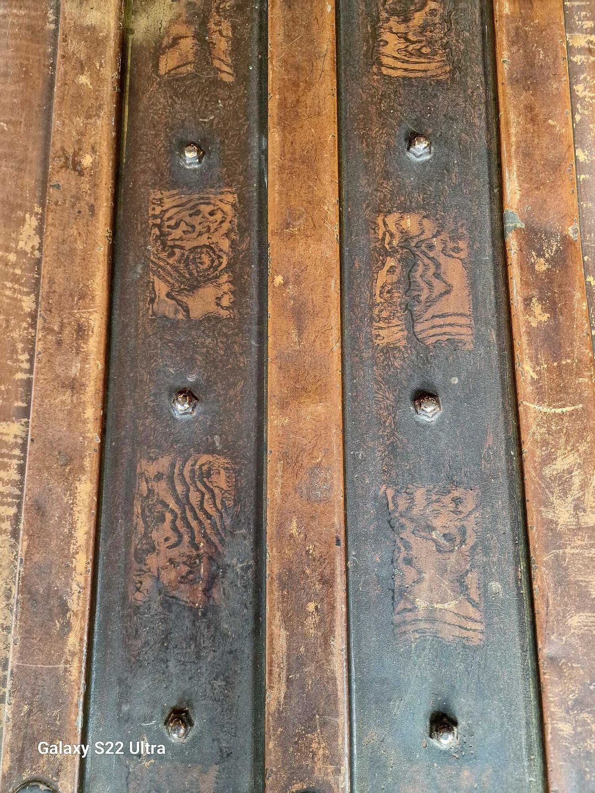 Antique Japanned Steel Travel Trunk photo 105.0