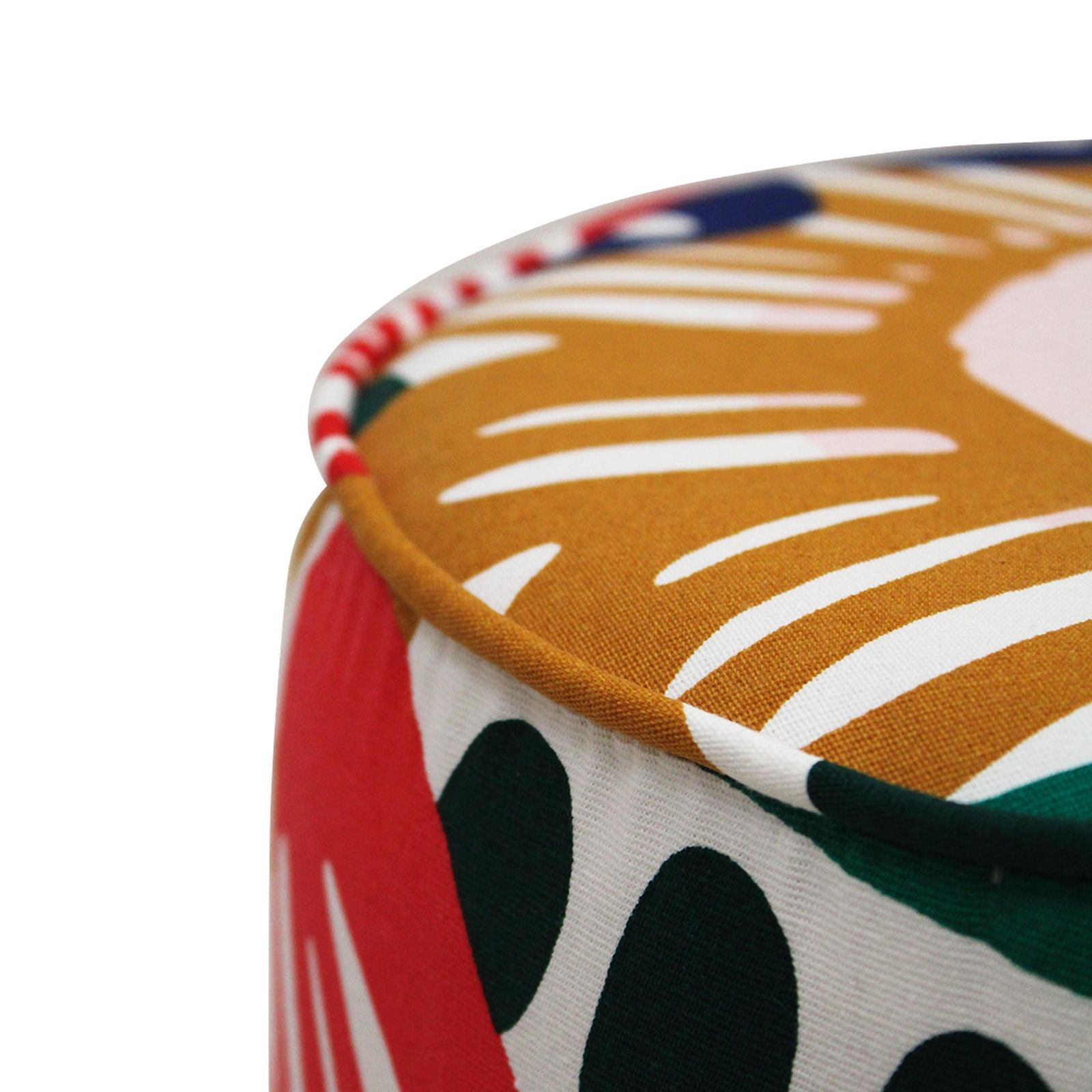 1145.0 Pair Of Contemporary Italian Circular Poufs In Multicolored Fabric With Floral Motifs photo