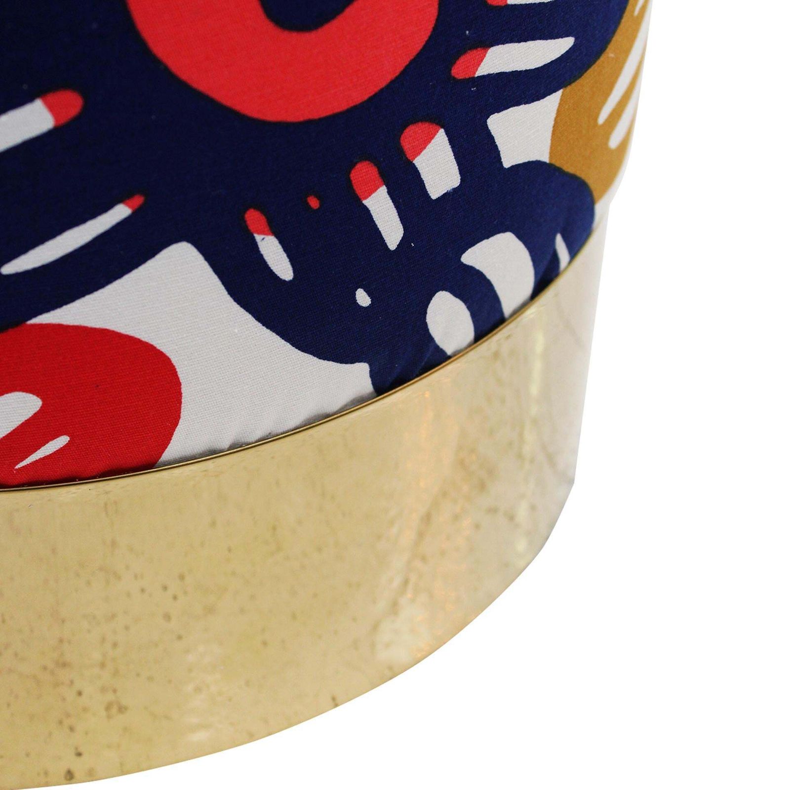 photo vinterior Pair Of Contemporary Italian Circular Poufs In Multicolored Fabric With Floral Motifs