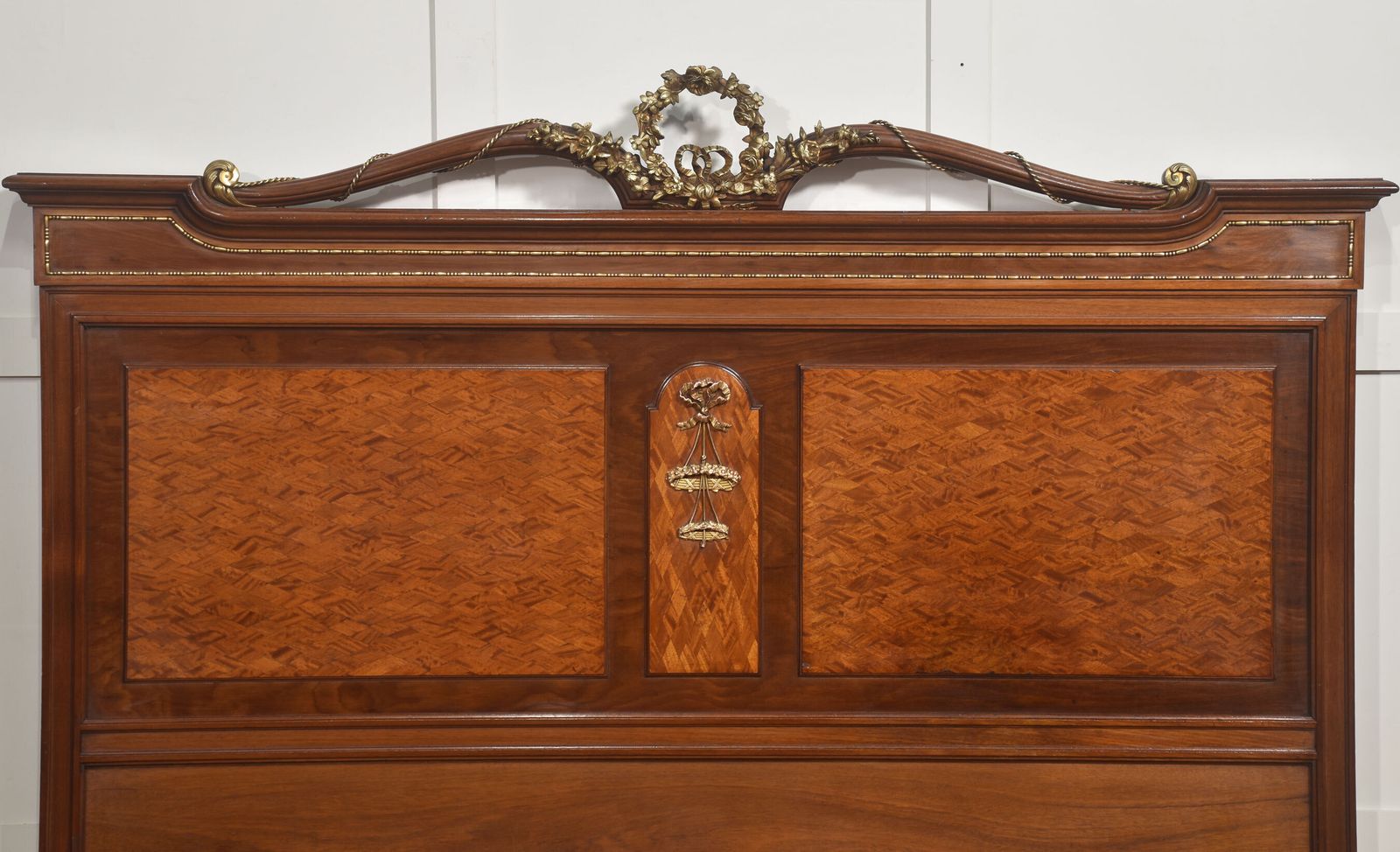 Fine Louis XVI Style Mahogany And Parquetry Double Bed photo furniture